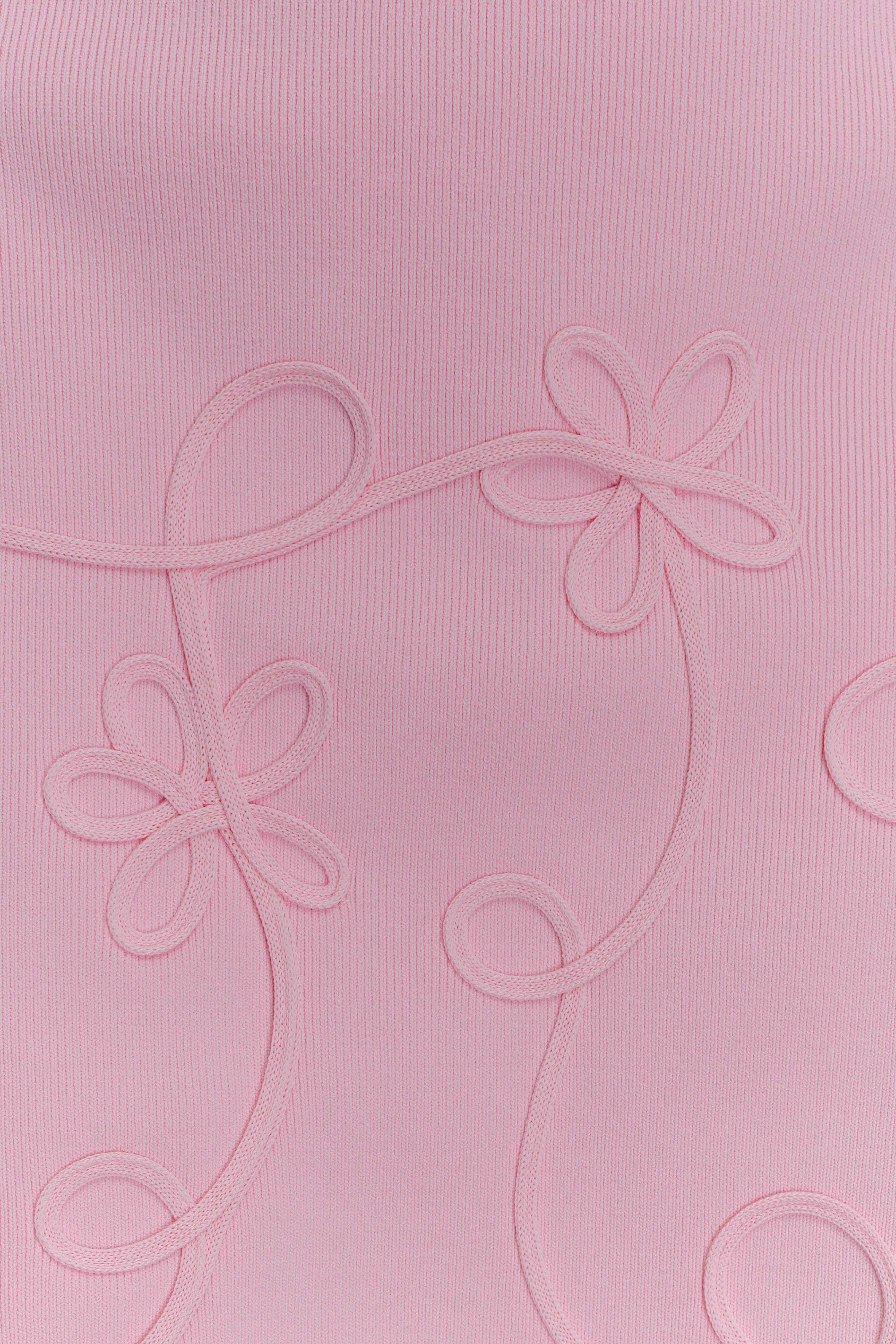 Brullo Embroidery Knit Mini Dress - Baby Pink - Image 4