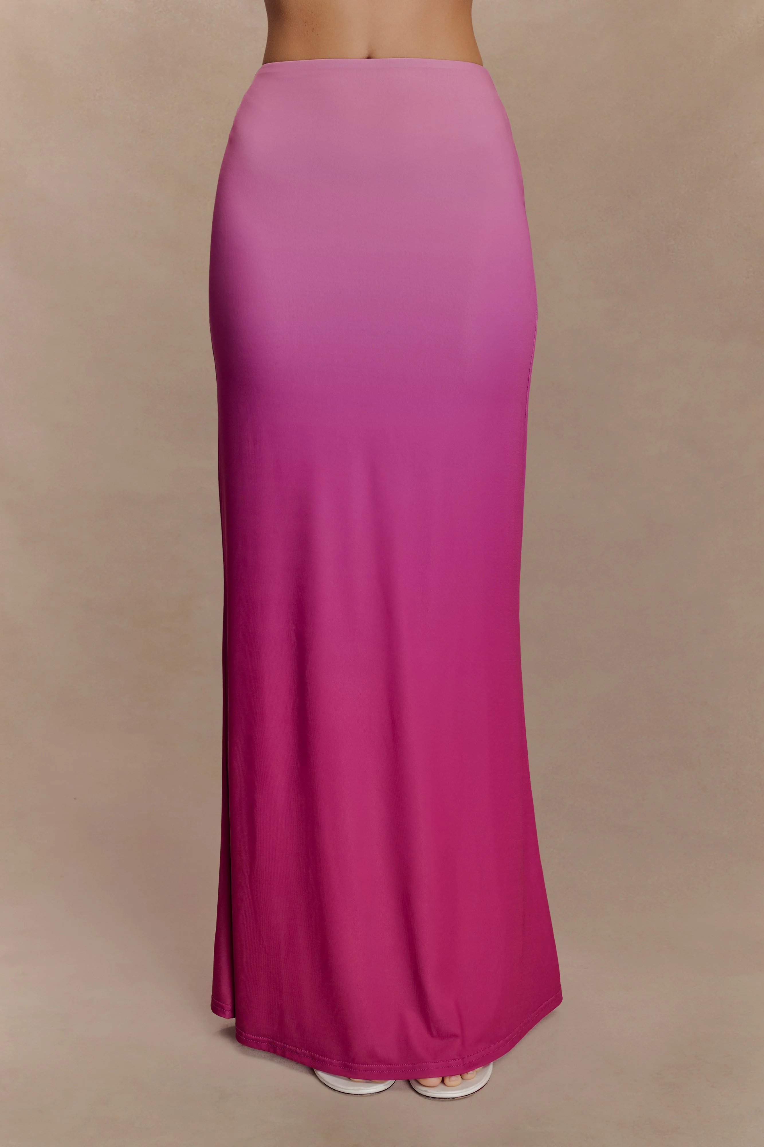 Bruna Slinky Fishtail Maxi Skirt - Ombre Pink - Image 3