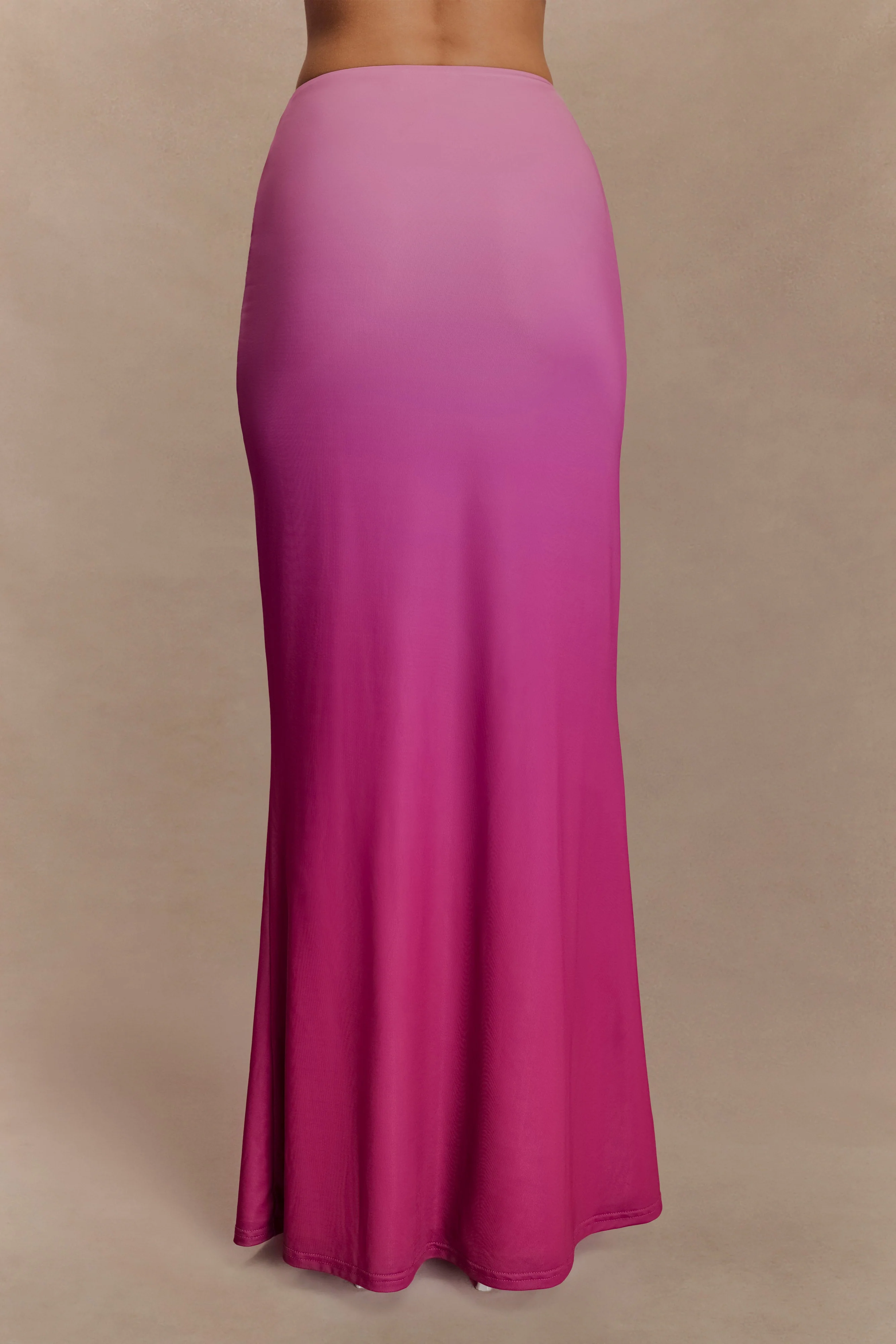 Bruna Slinky Fishtail Maxi Skirt - Ombre Pink - Image 4