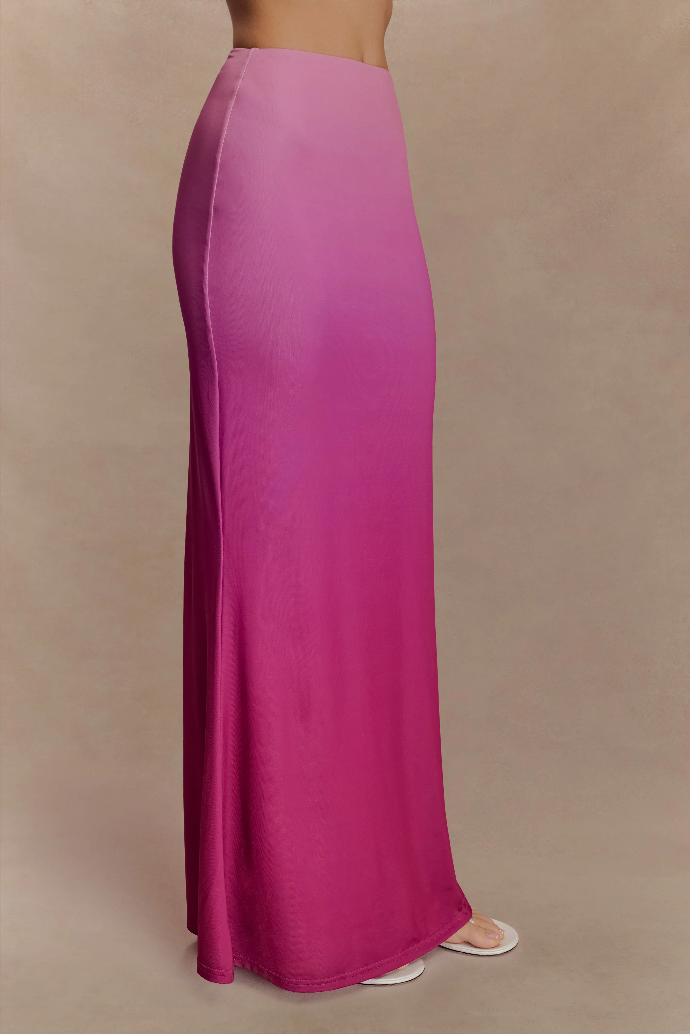 Bruna Slinky Fishtail Maxi Skirt - Ombre Pink - Image 6