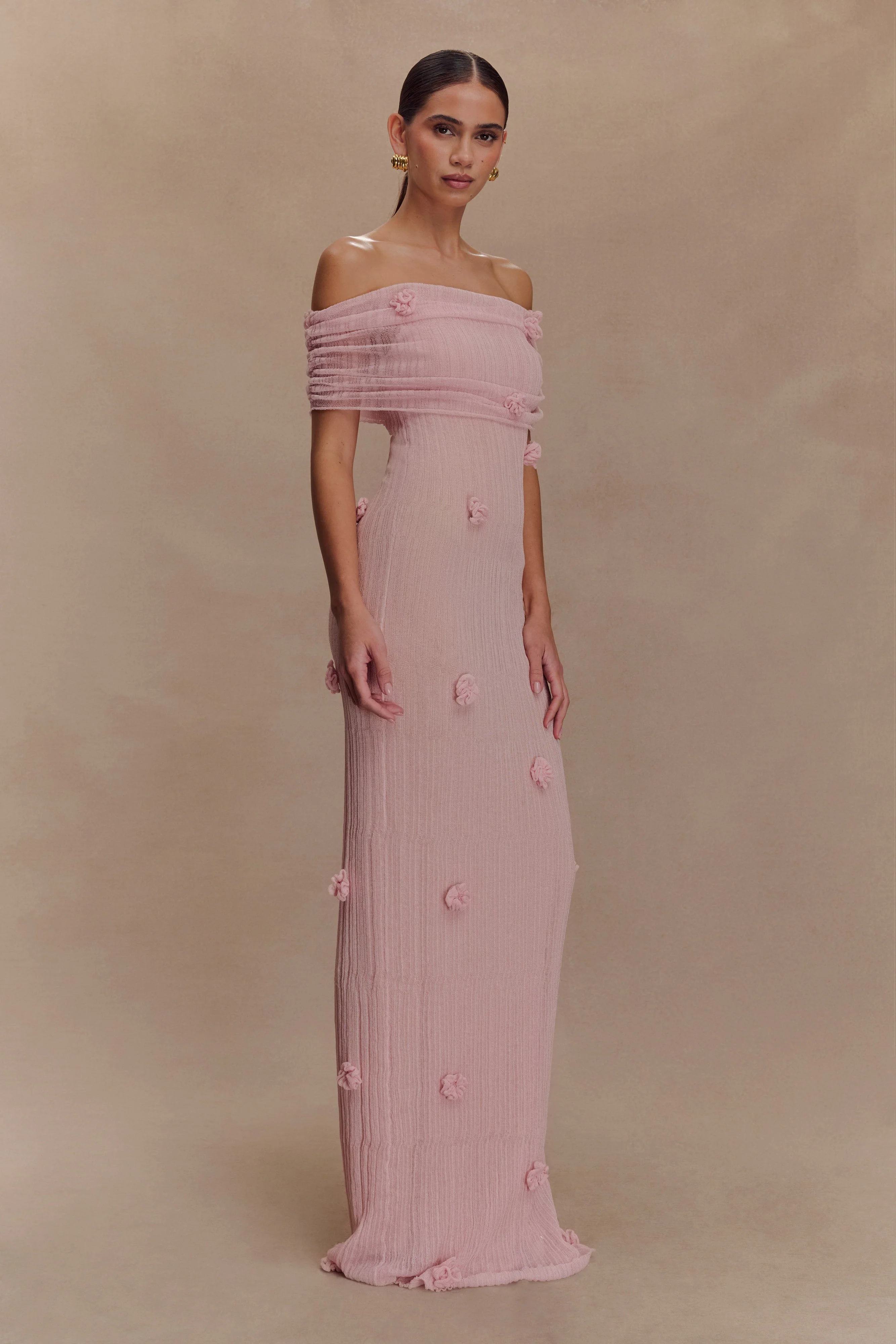 Brynn Orchid Knit Maxi Dress - Pastel Pink - Image 4