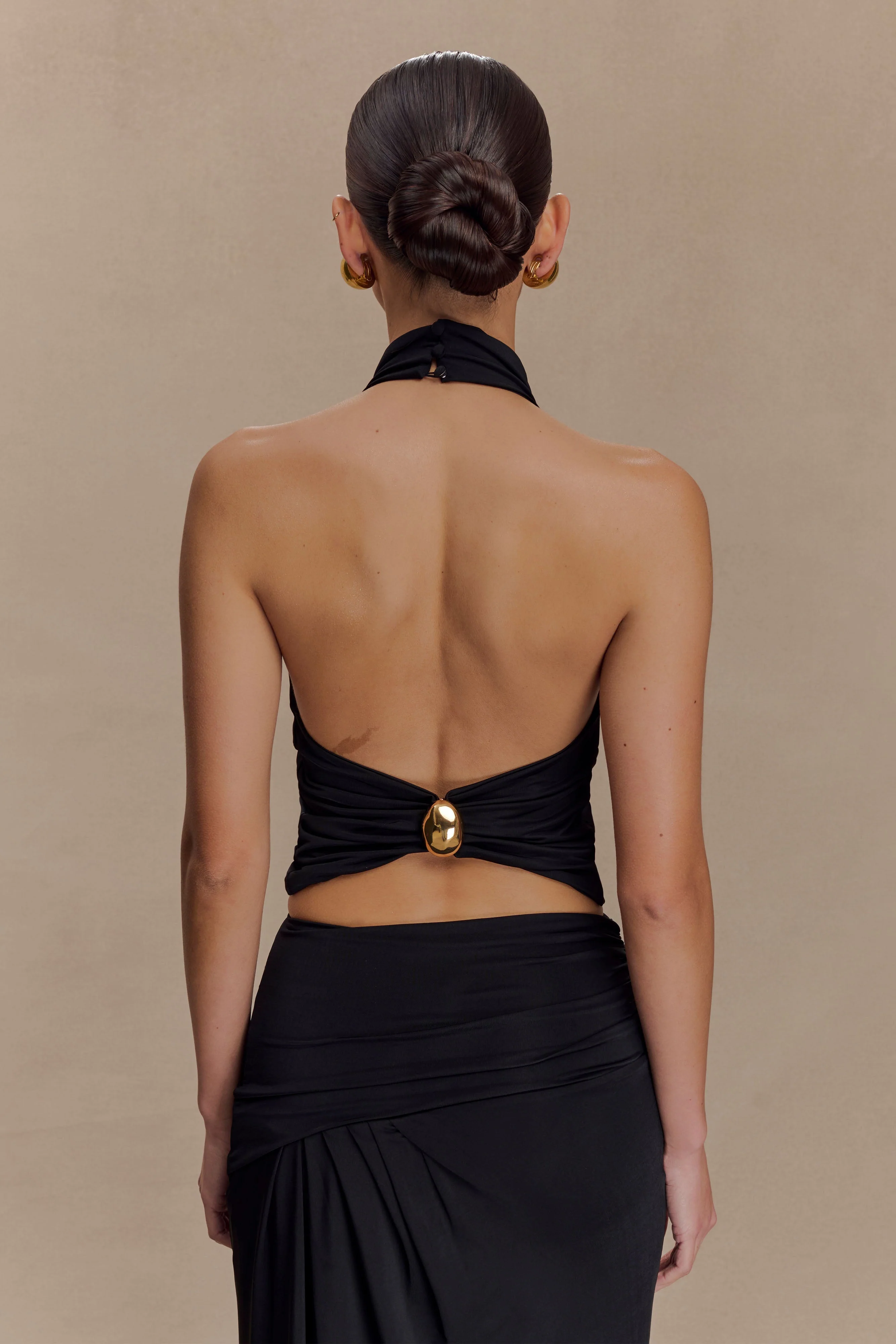 Calandra Slinky Halter Top With Hardware - Black - Image 3