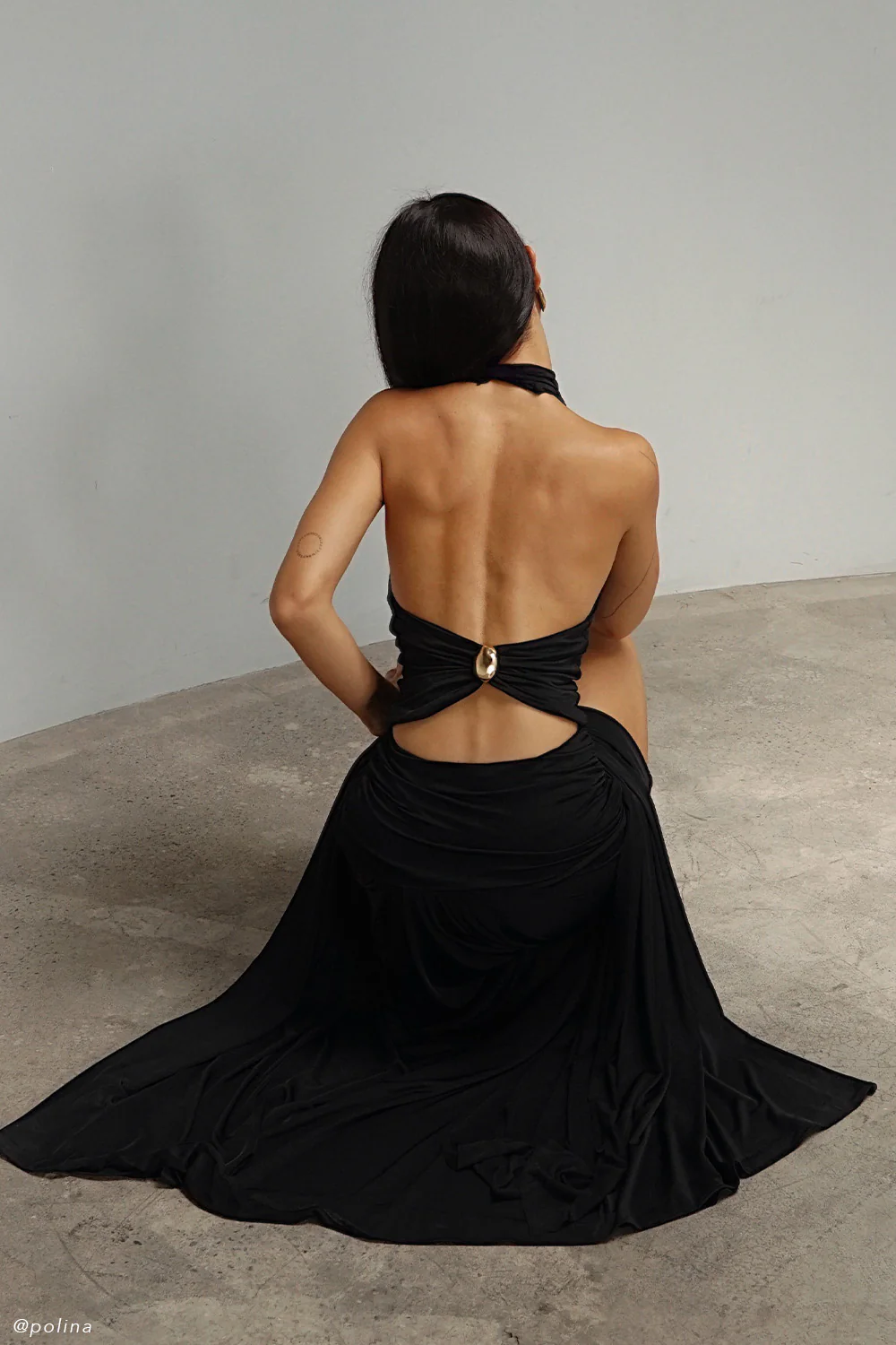 Calandra Slinky Halter Top With Hardware - Black - Image 7