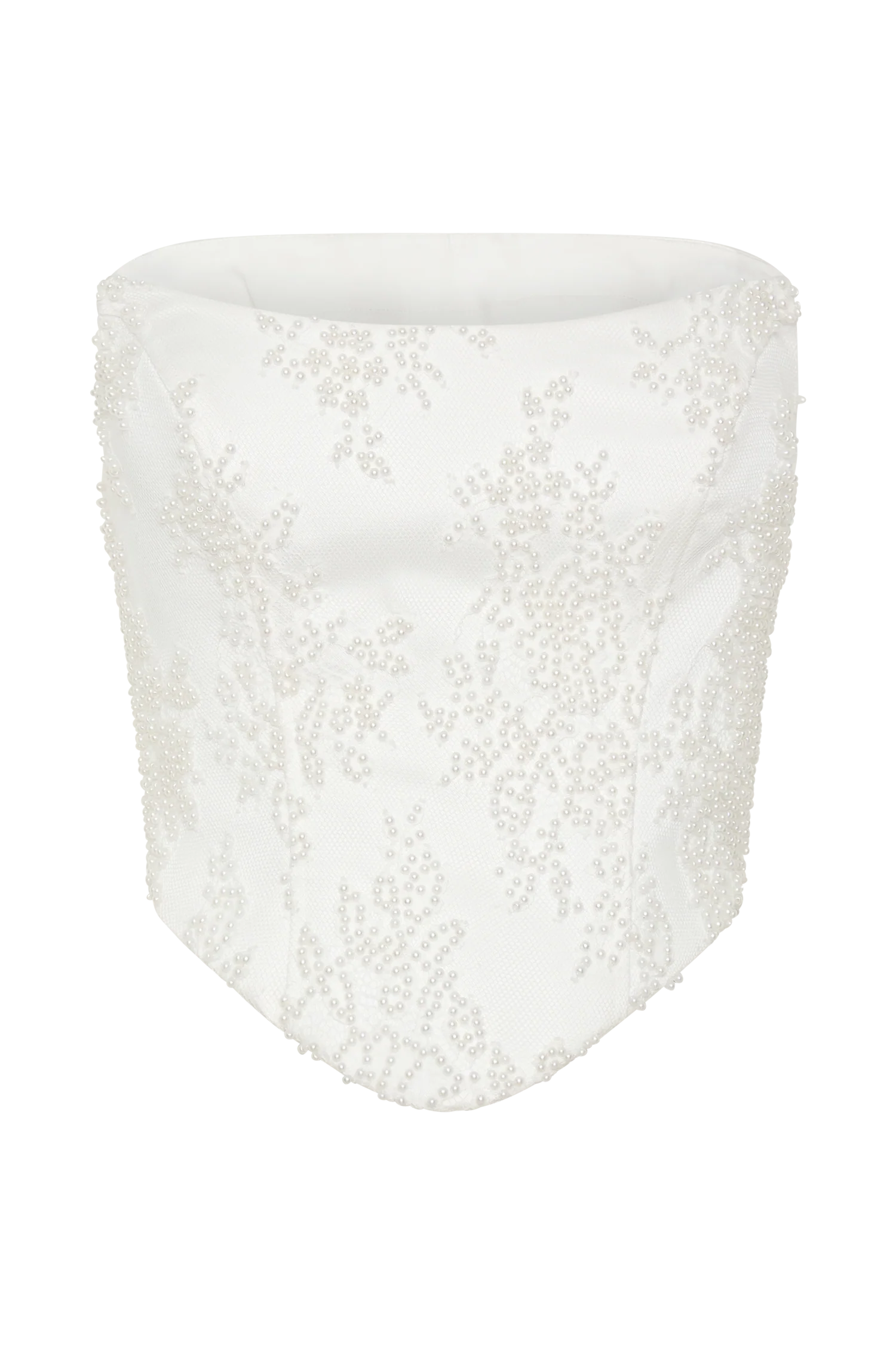 Camille Beaded Satin And Lace Corset Top - Ivory - Image 9