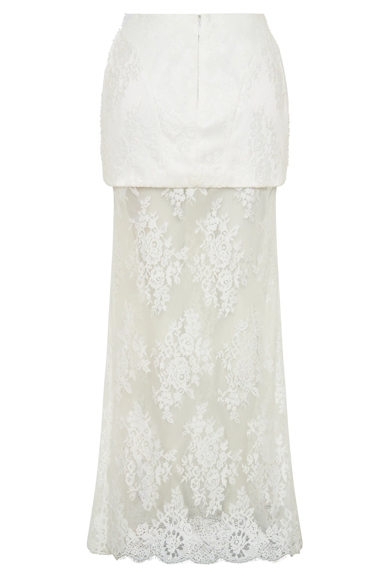 Camille Beaded Satin And Lace Maxi Skirt - Ivory - Image 11