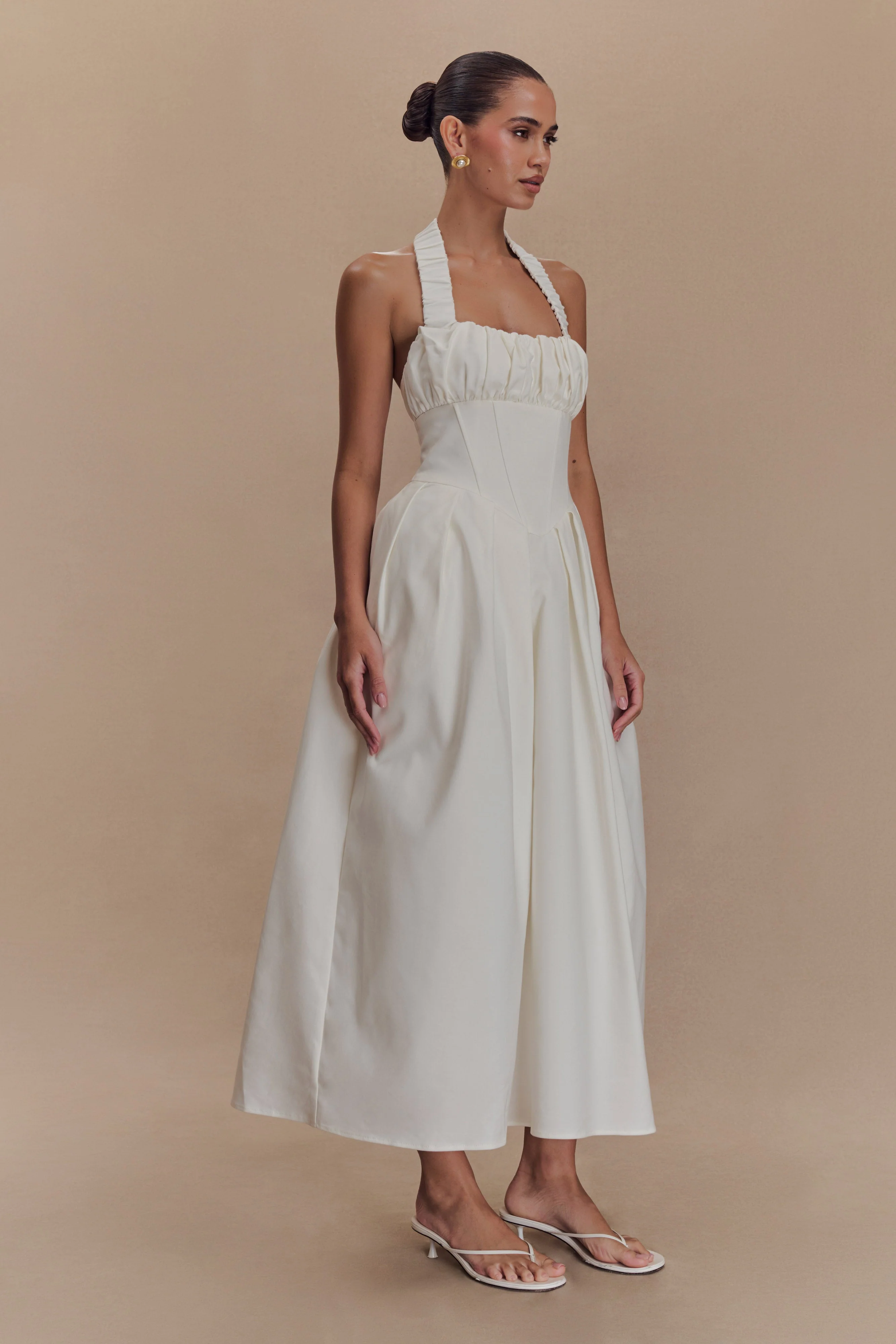 Candy Halter Midi Dress - White - Image 3