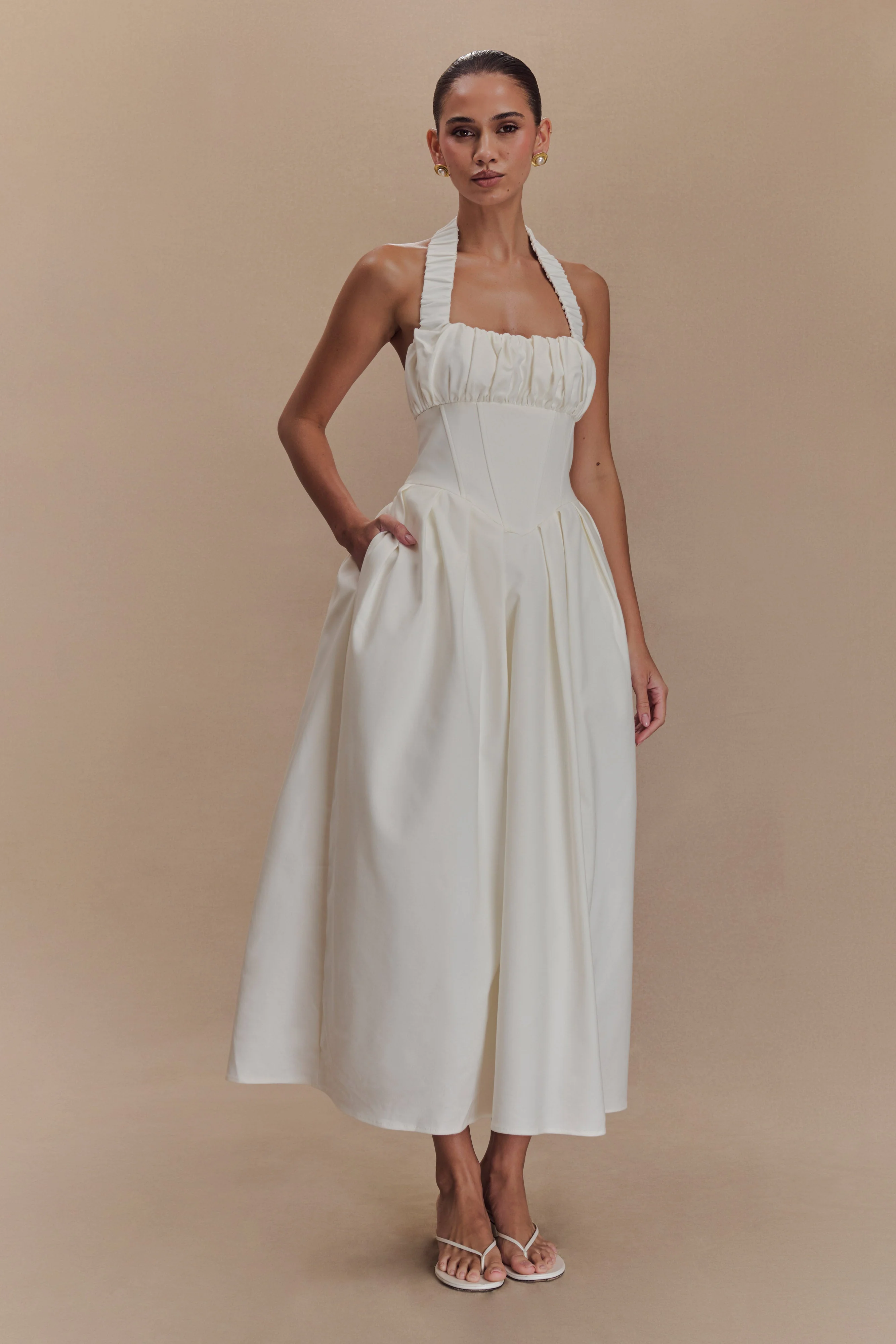 Candy Halter Midi Dress - White - Image 4