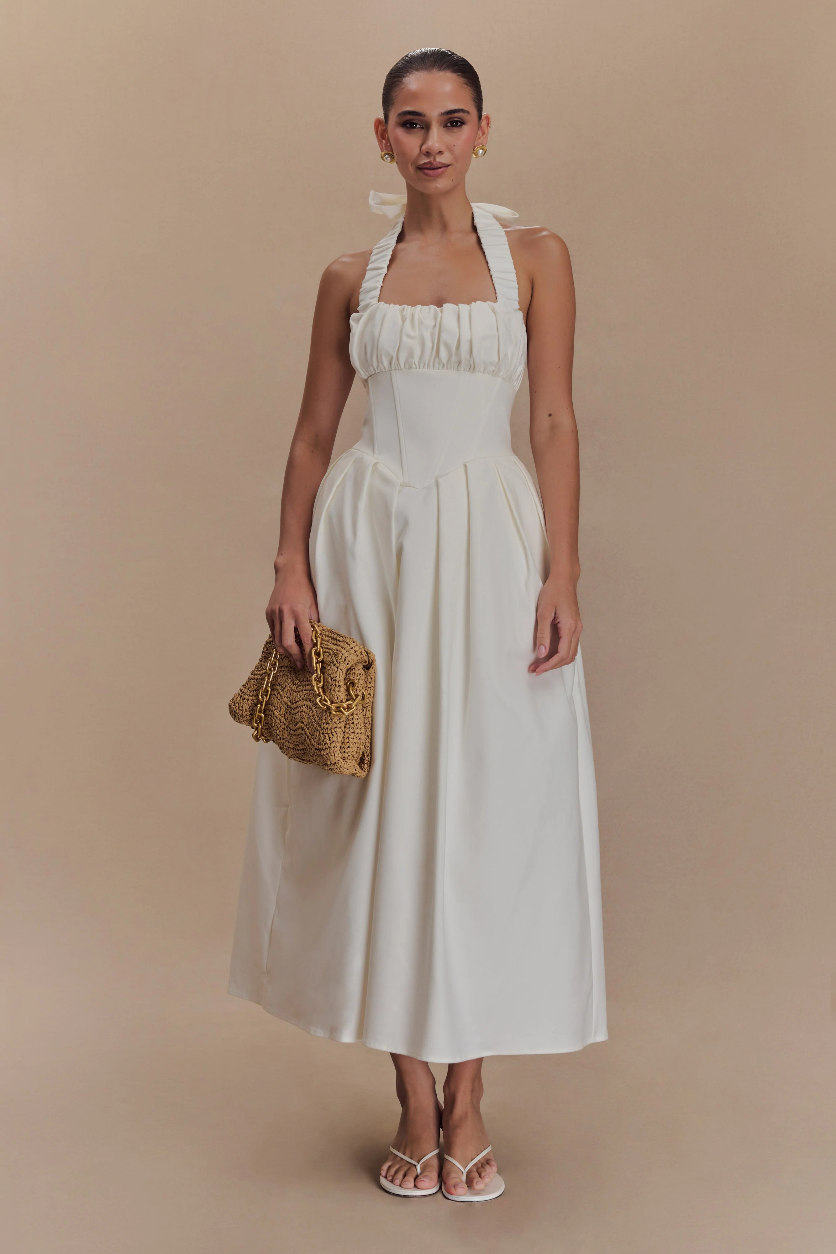 Candy Halter Midi Dress - White - Image 5