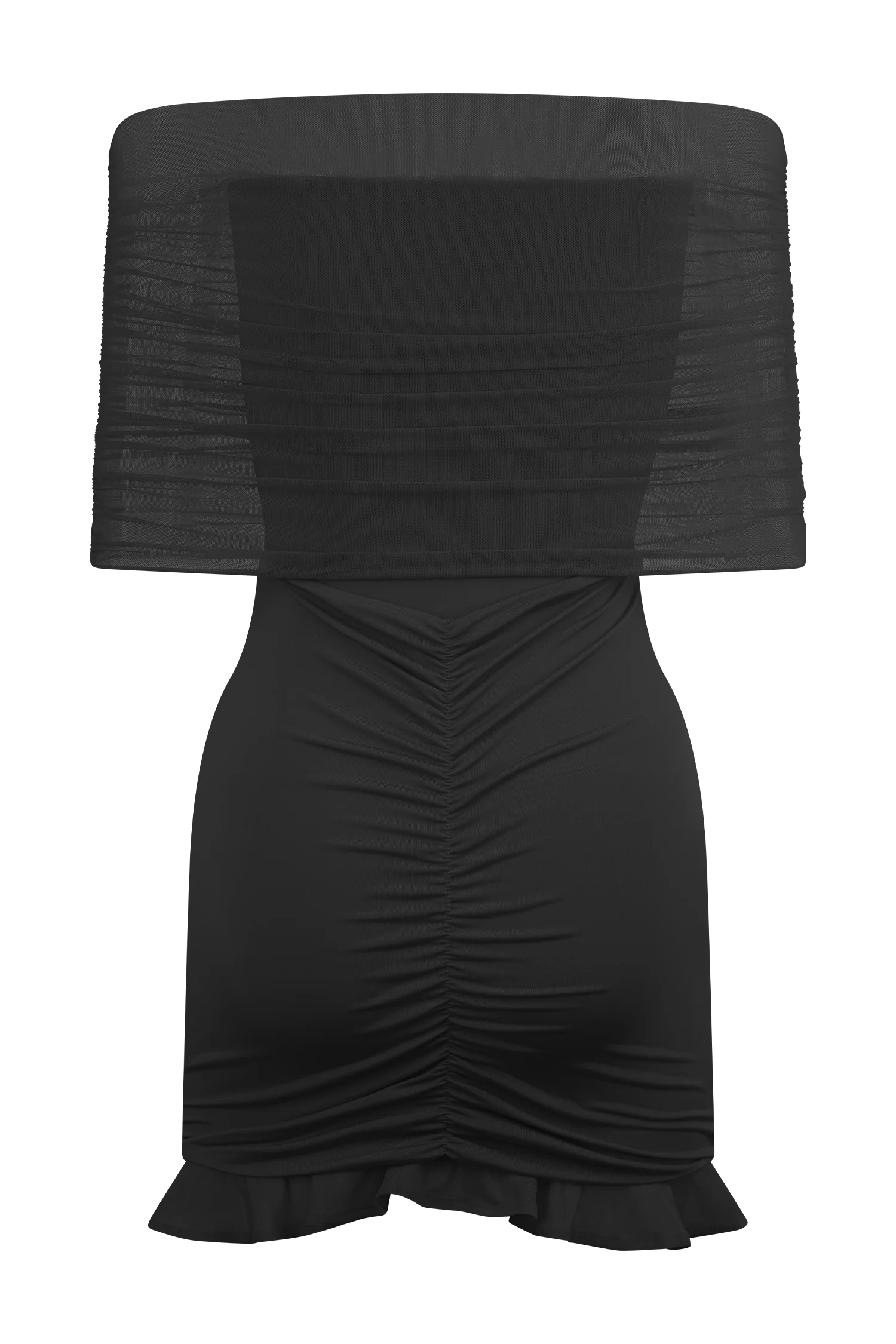 Caspian Slinky And Mesh Off Shoulder Mini Dress - Black - Image 6