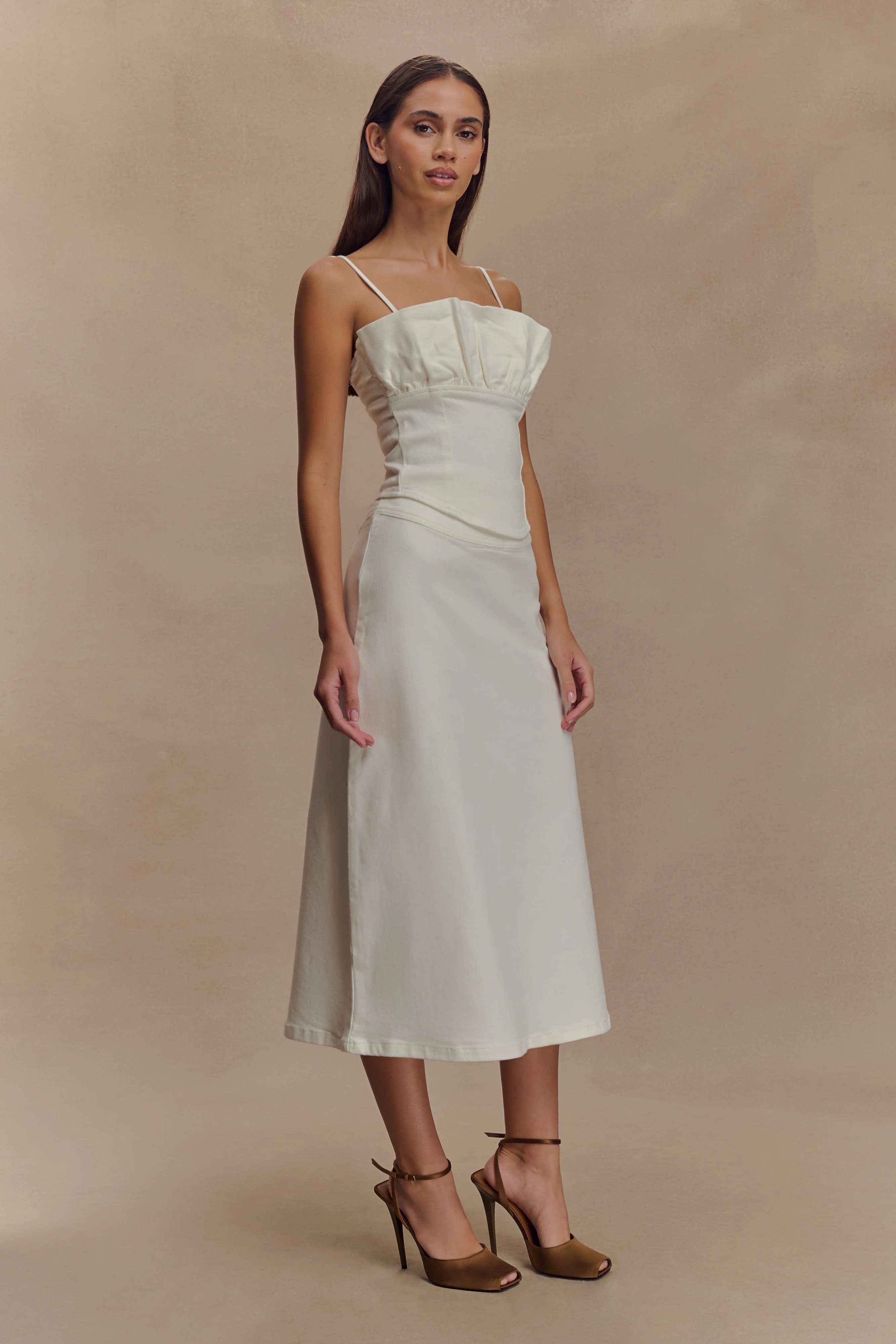 Cecilia Denim Frill Corset - White - Image 5