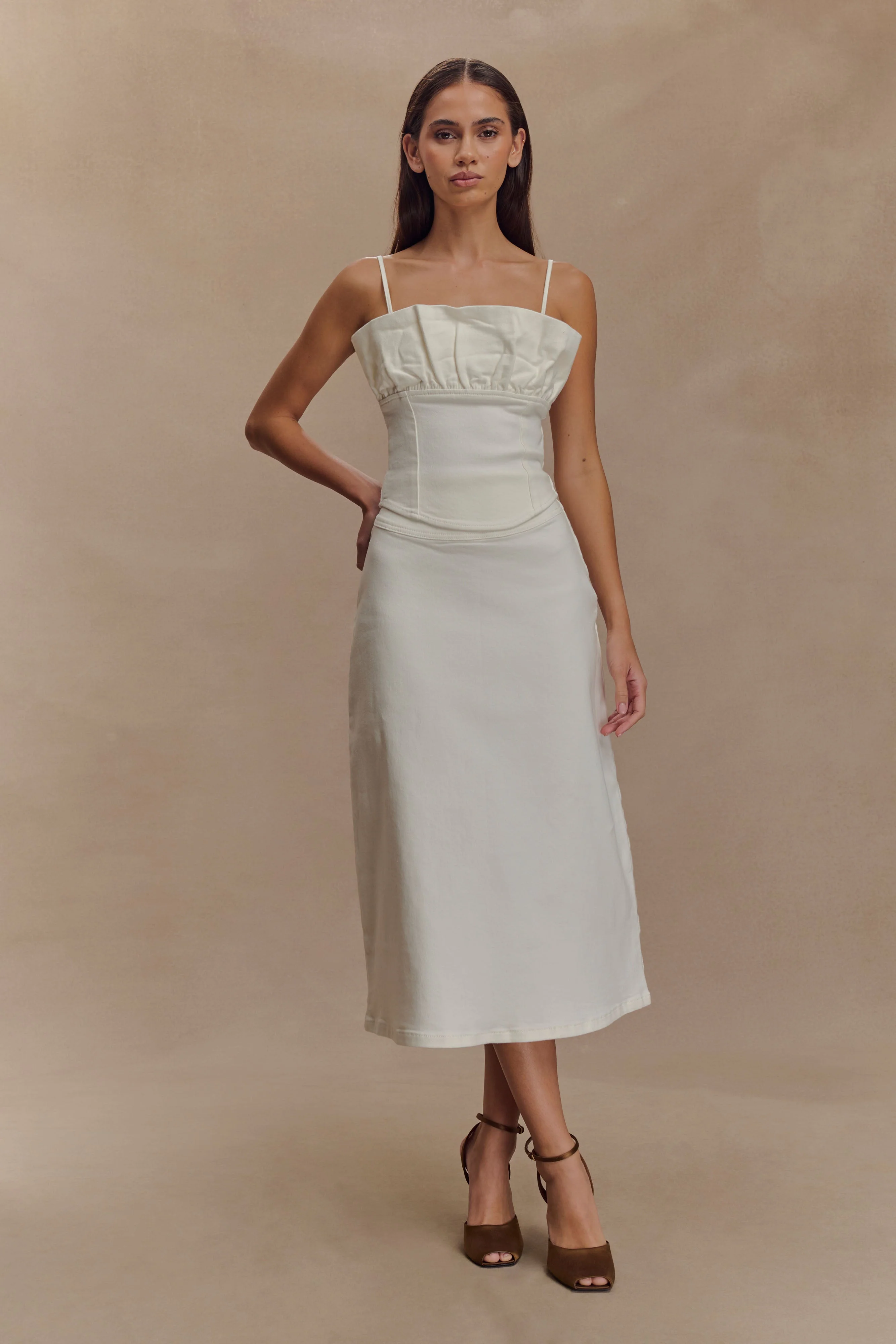 Cecilia Denim Frill Corset - White - Image 6