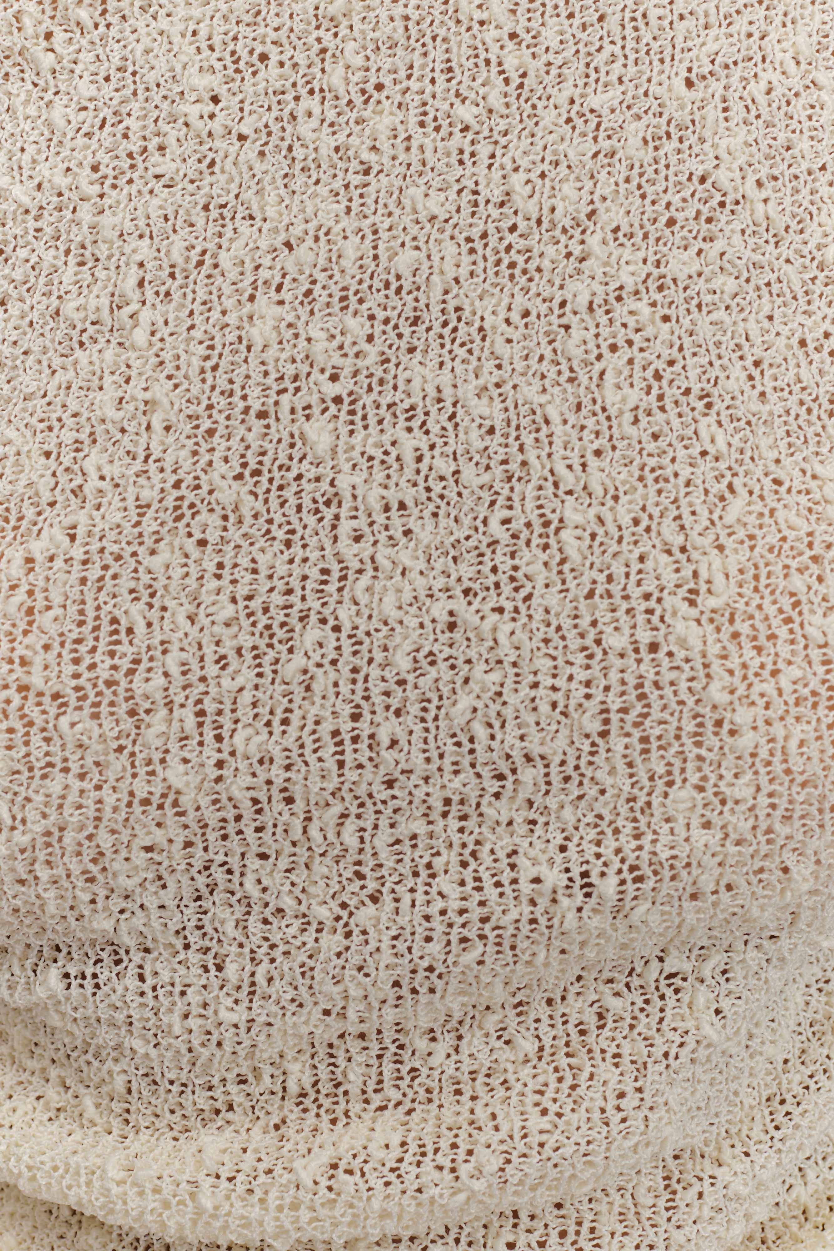 Chloe Off Shoulder Boucle Knit Top - Ivory - Image 6
