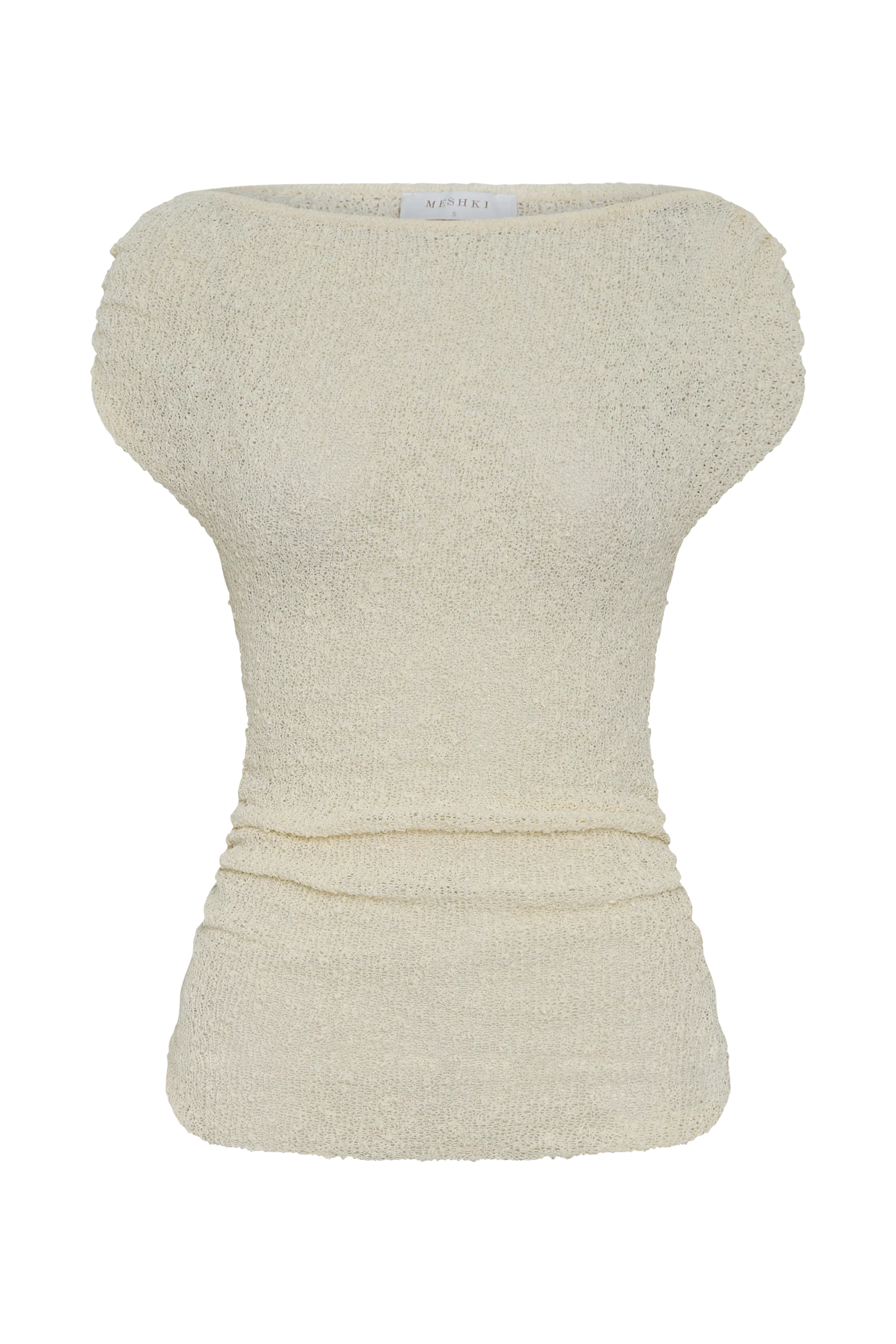 Chloe Off Shoulder Boucle Knit Top - Ivory - Image 9