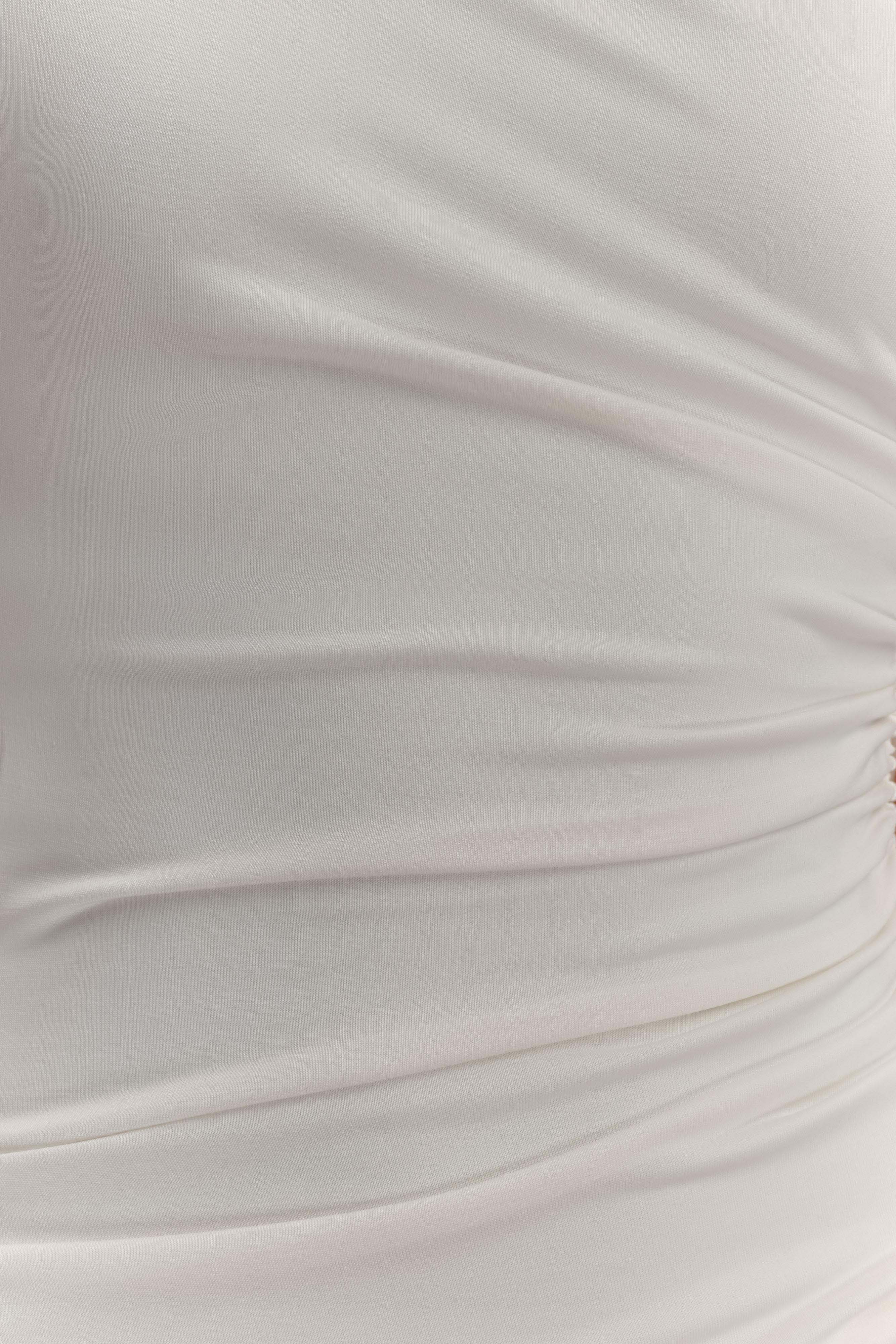 Chloe Peached Jersey One Shoulder Midi Dress - Ivory - Image 7