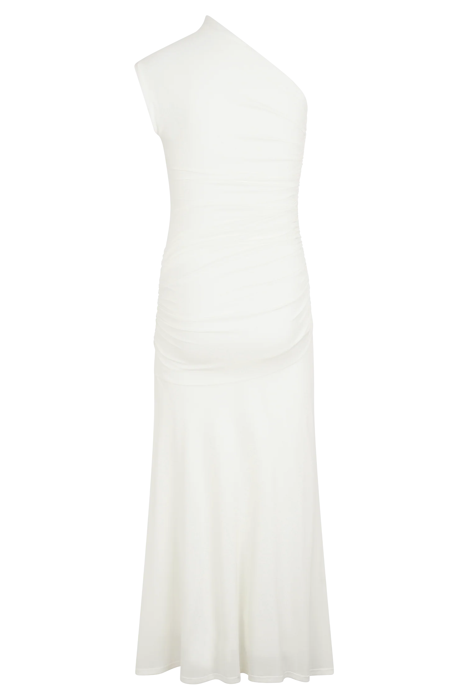 Chloe Peached Jersey One Shoulder Midi Dress - Ivory - Image 8