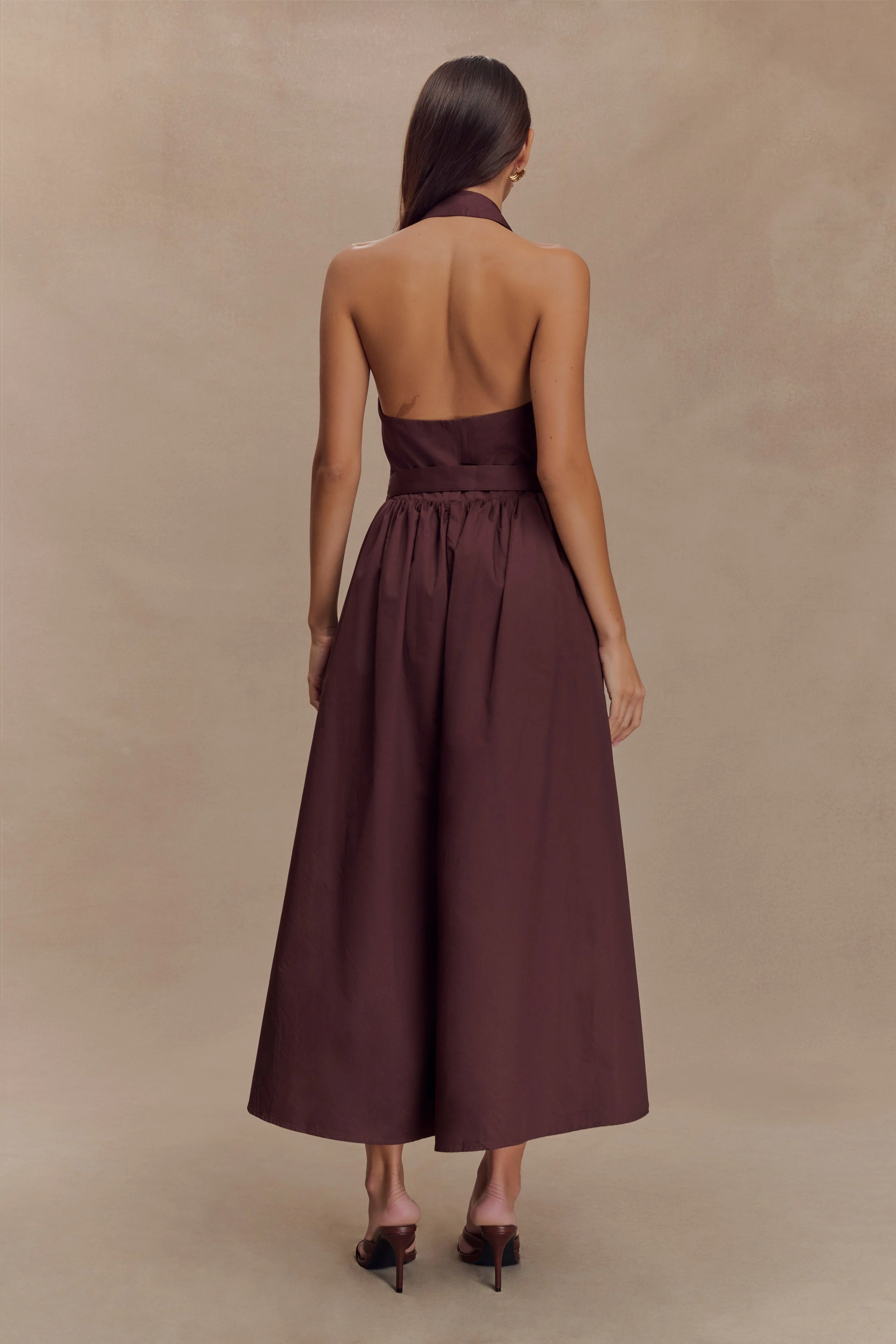 Cindy Collared Midi Dress - Chocolate - Image 6