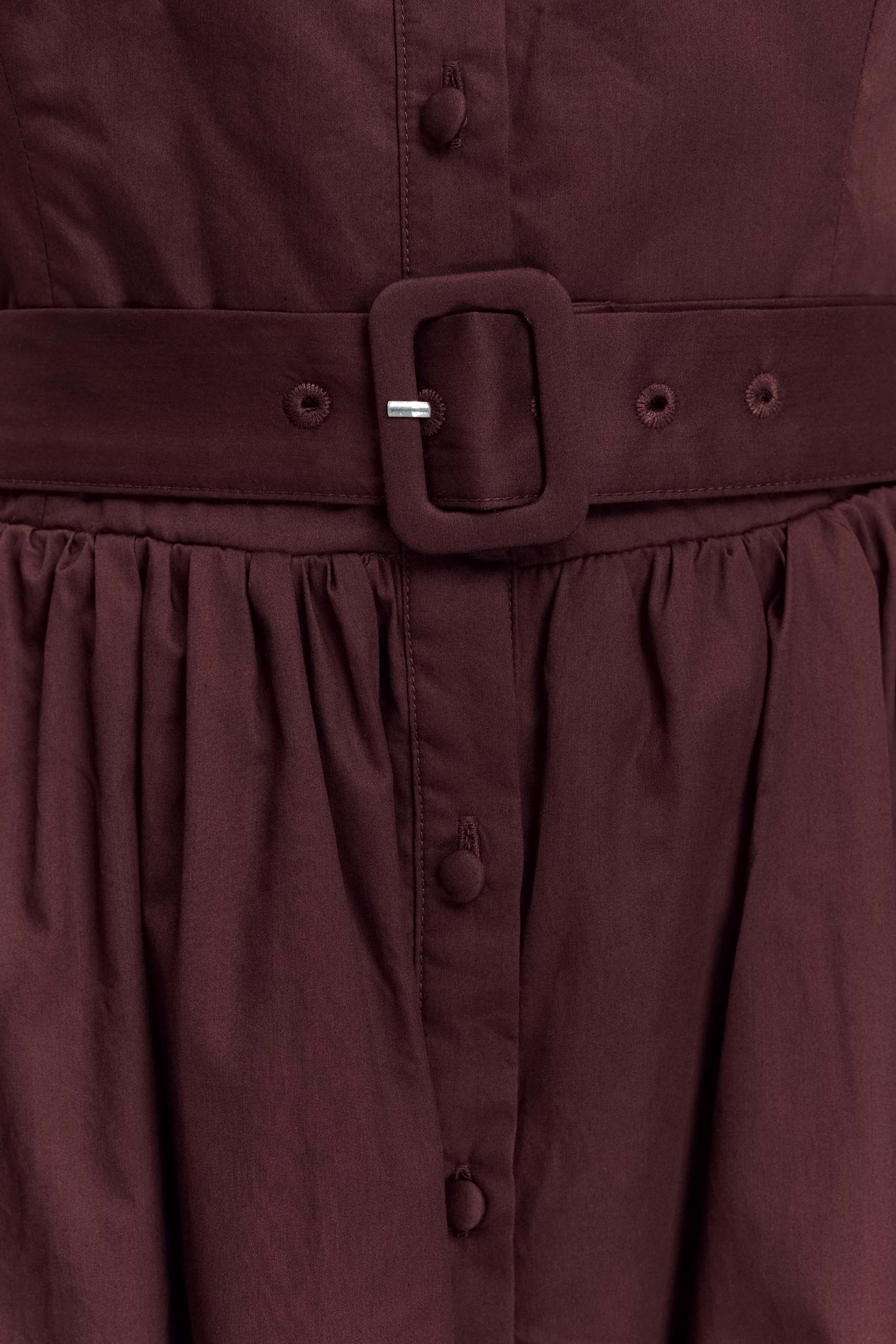 Cindy Collared Midi Dress - Chocolate - Image 9