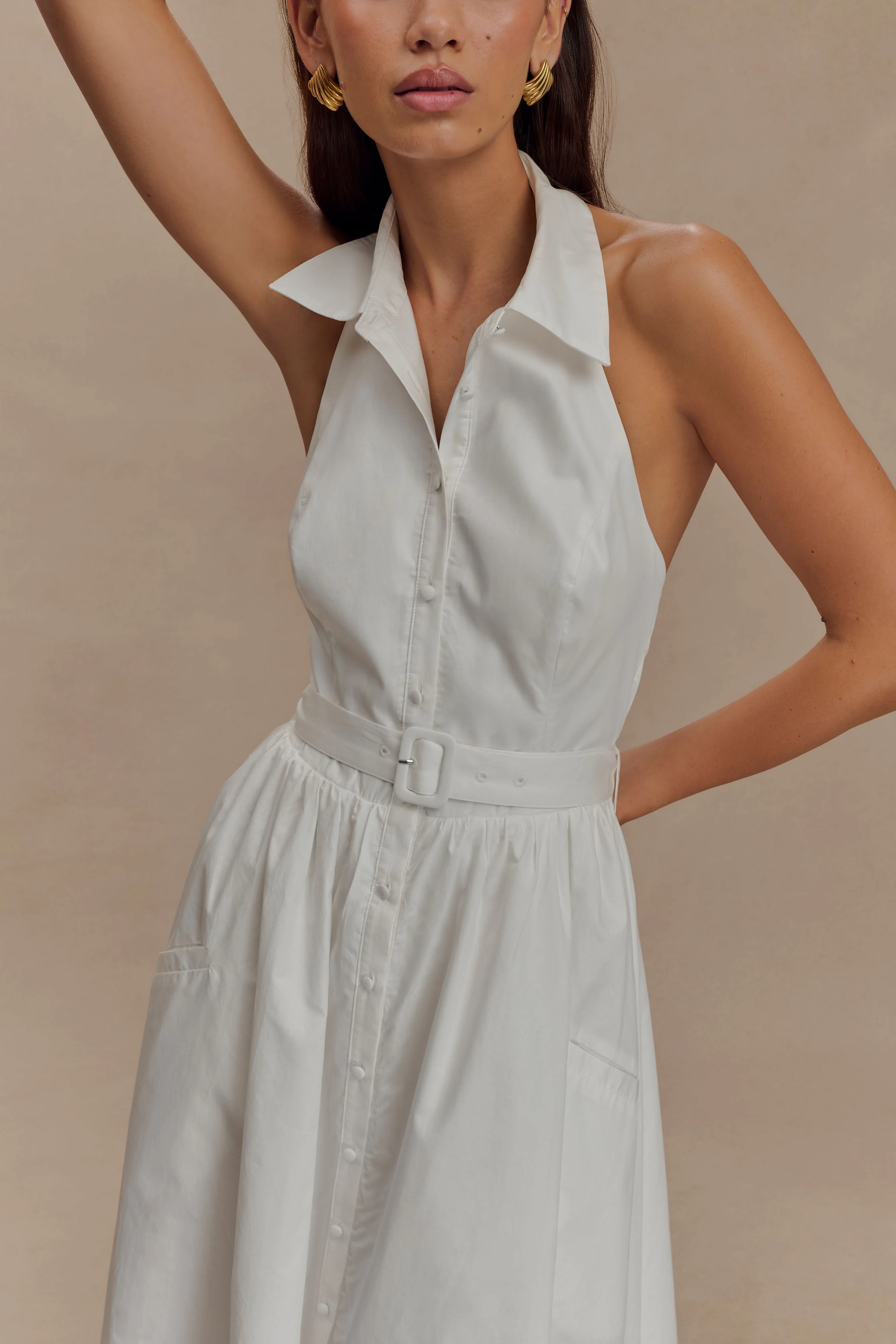 Cindy Collared Midi Dress - White - Image 4