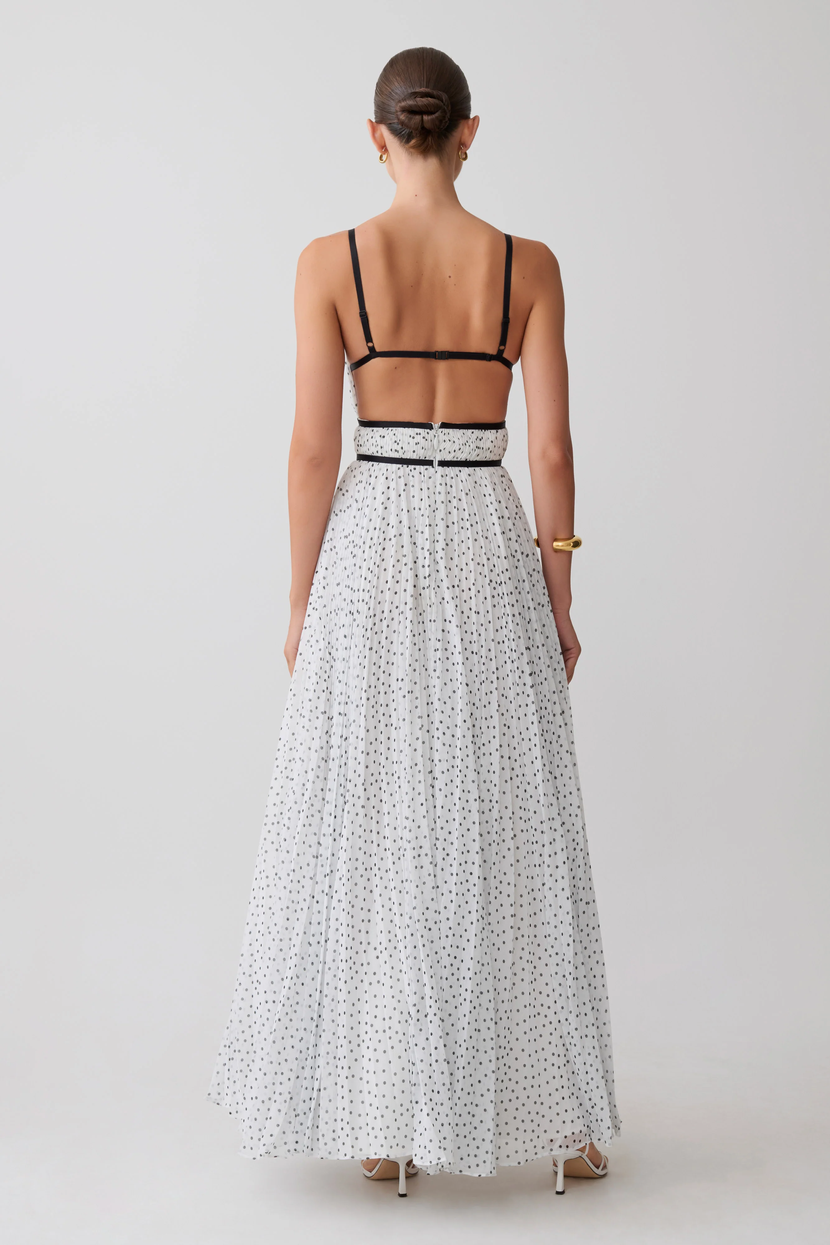 Clarisse Pleated Maxi Dress - Polka Dot - Image 4