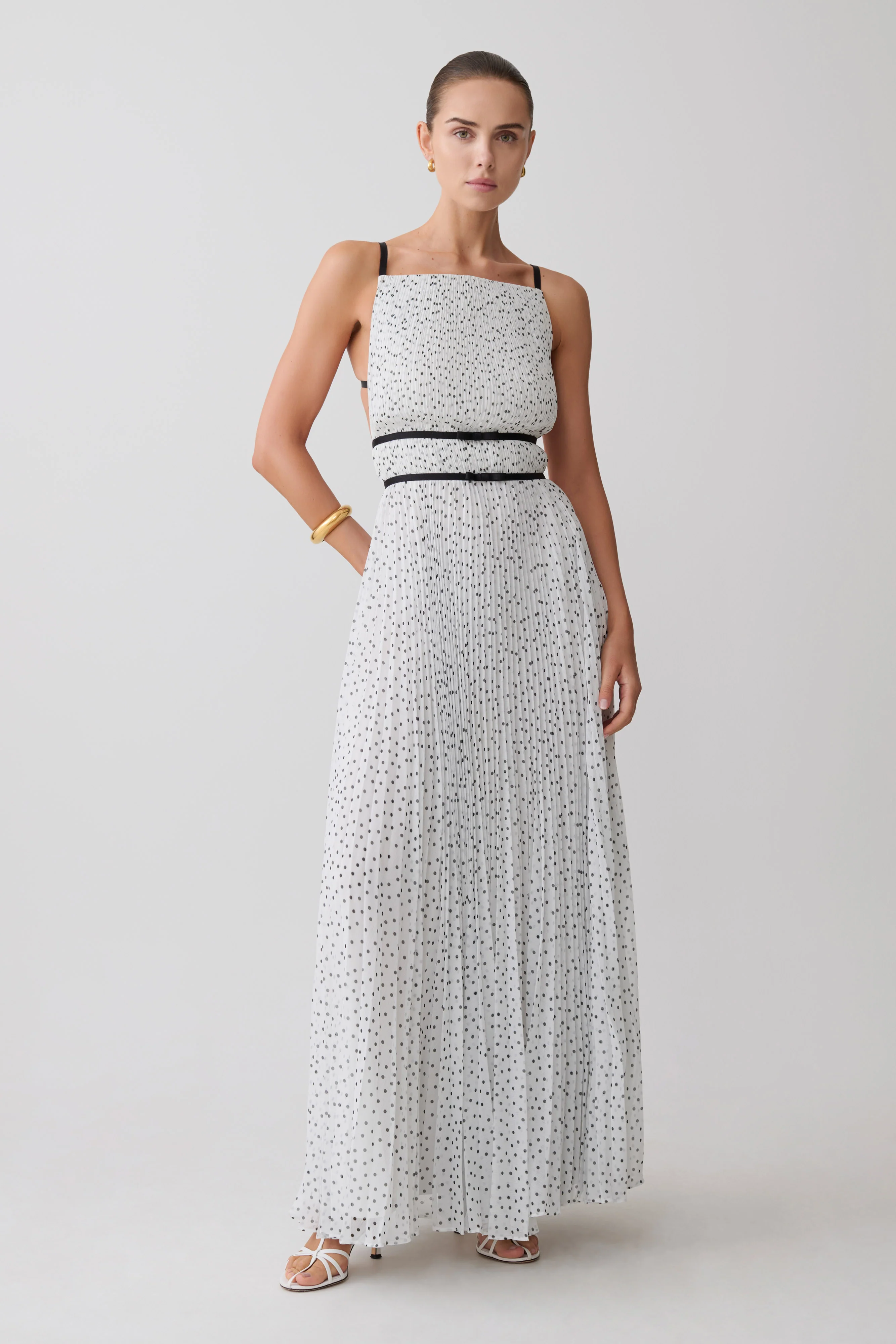 Clarisse Pleated Maxi Dress - Polka Dot - Image 5