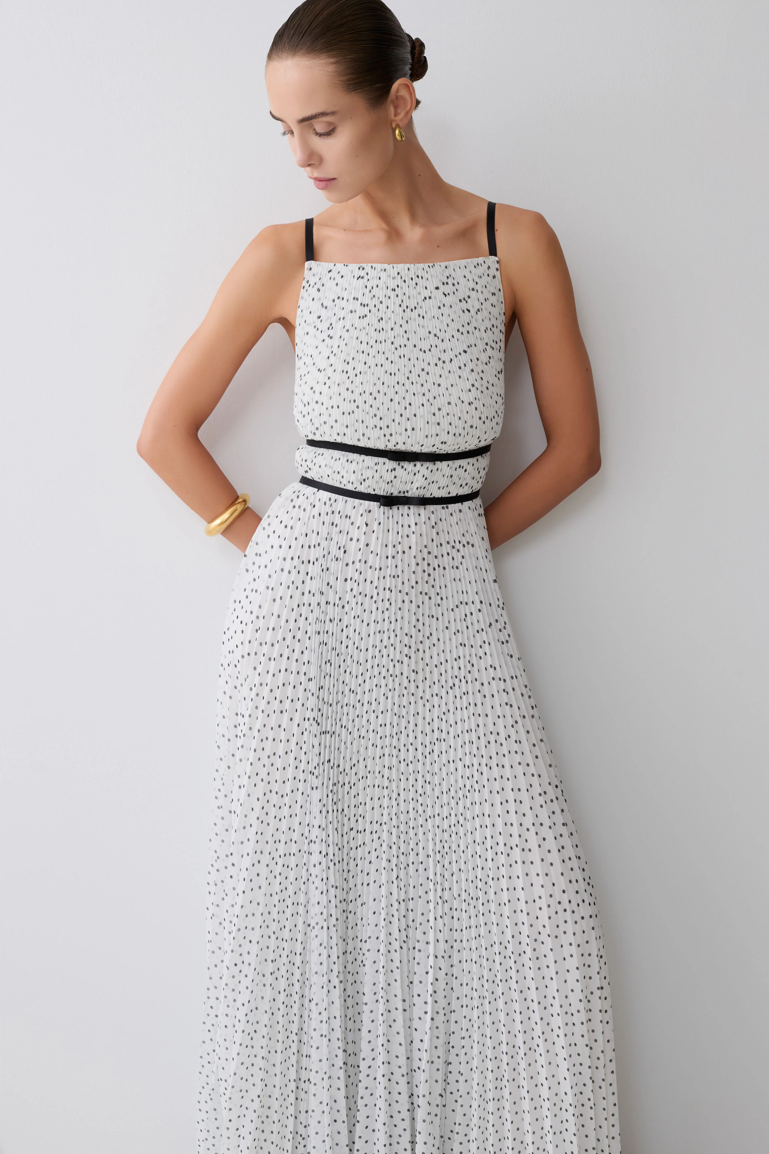 Clarisse Pleated Maxi Dress - Polka Dot - Image 8
