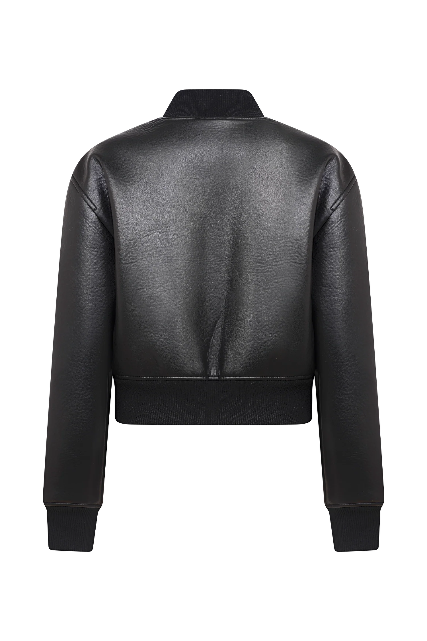 Codi Faux Leather Bomber Jacket - Black - Image 11