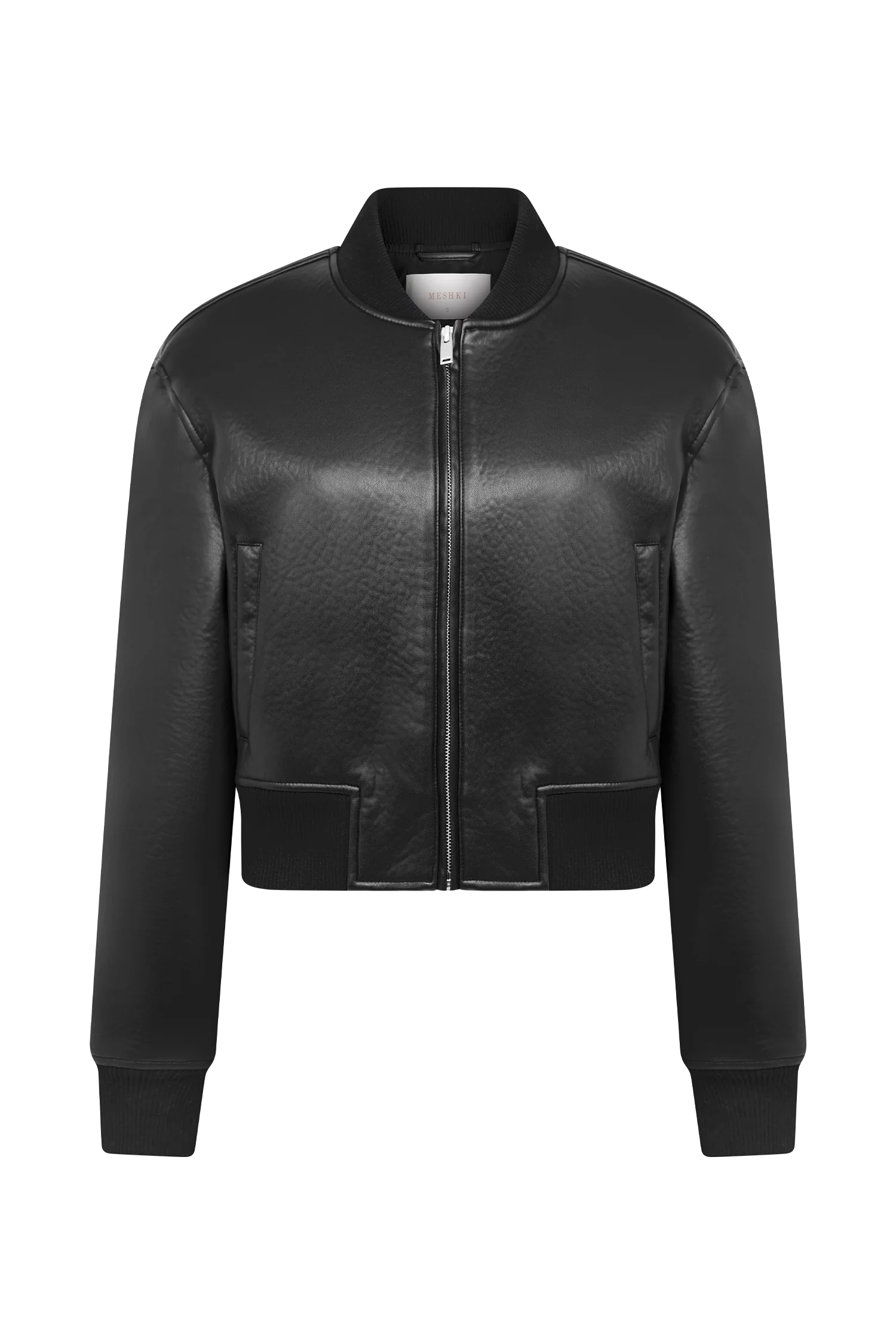 Codi Faux Leather Bomber Jacket - Black - Image 12