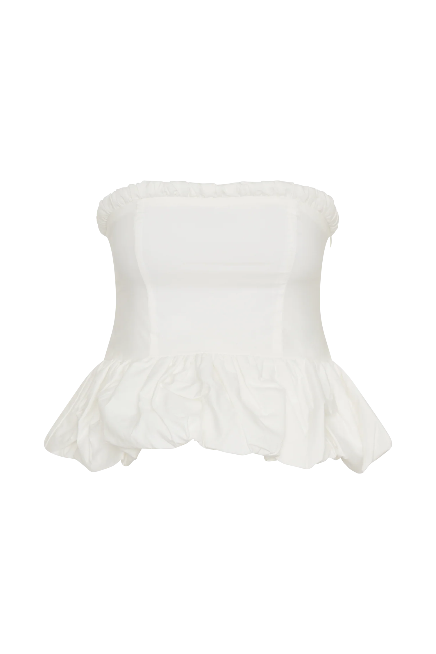 Cora Ruched Strapless Top - White - Image 7