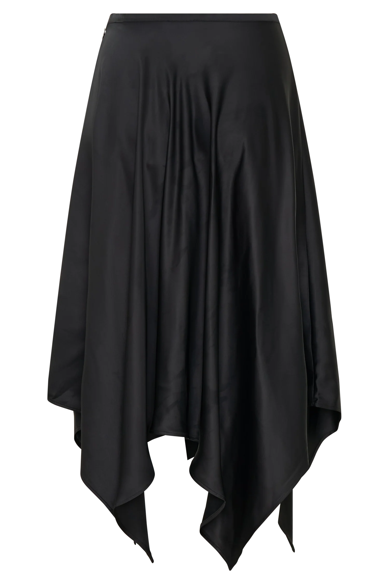 Coralie Asymmetric Satin Midi Skirt - Black - Image 8