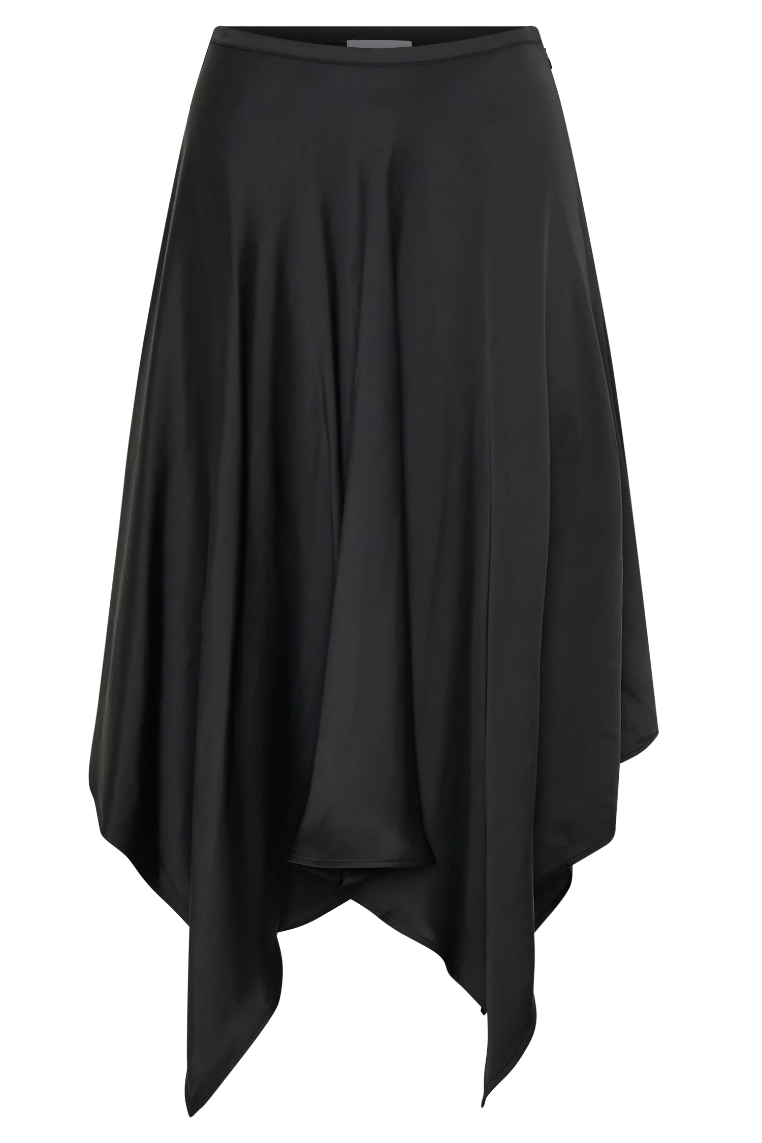 Coralie Asymmetric Satin Midi Skirt - Black - Image 9
