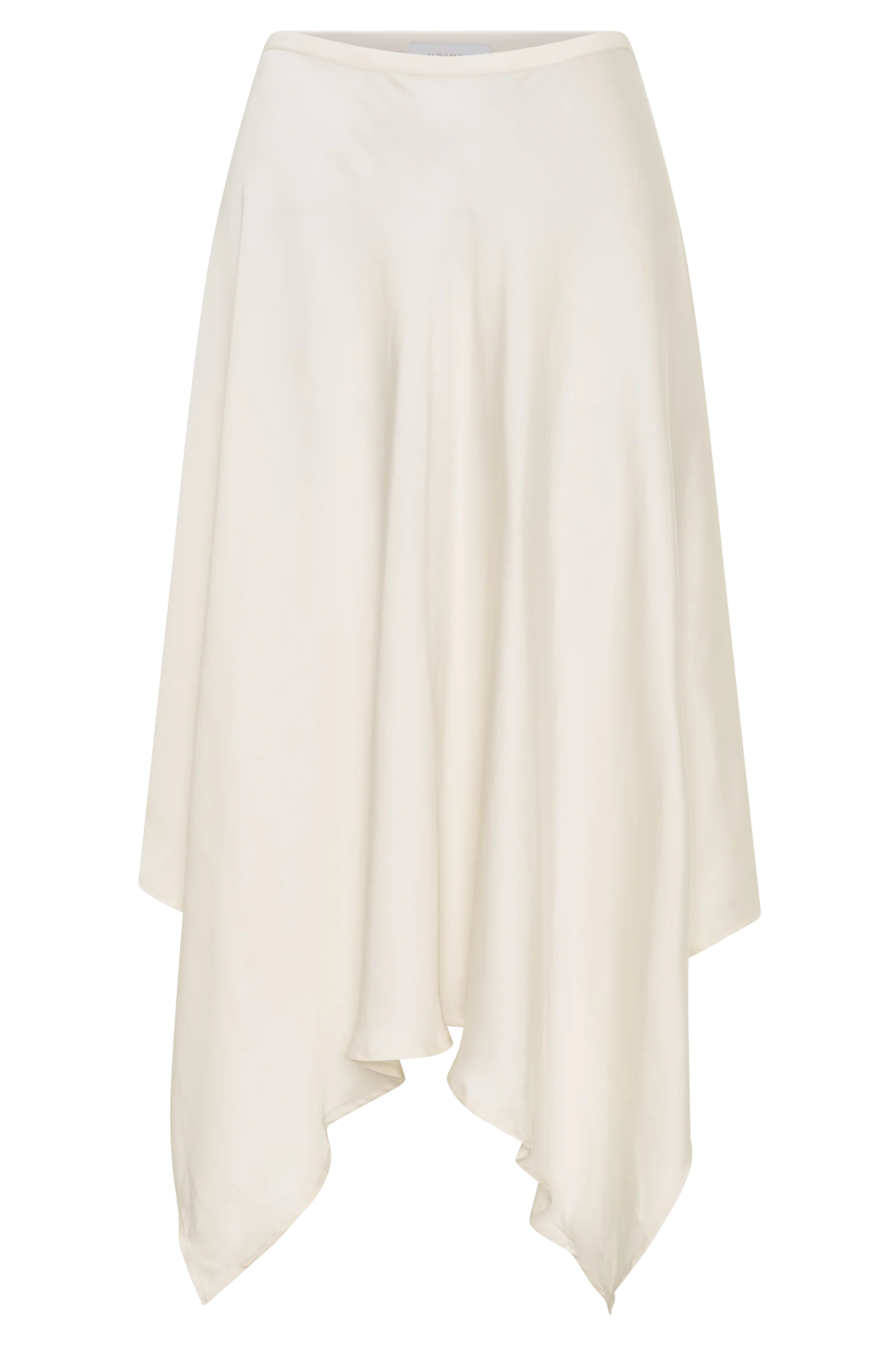 Coralie Asymmetric Satin Midi Skirt - Ivory - Image 9