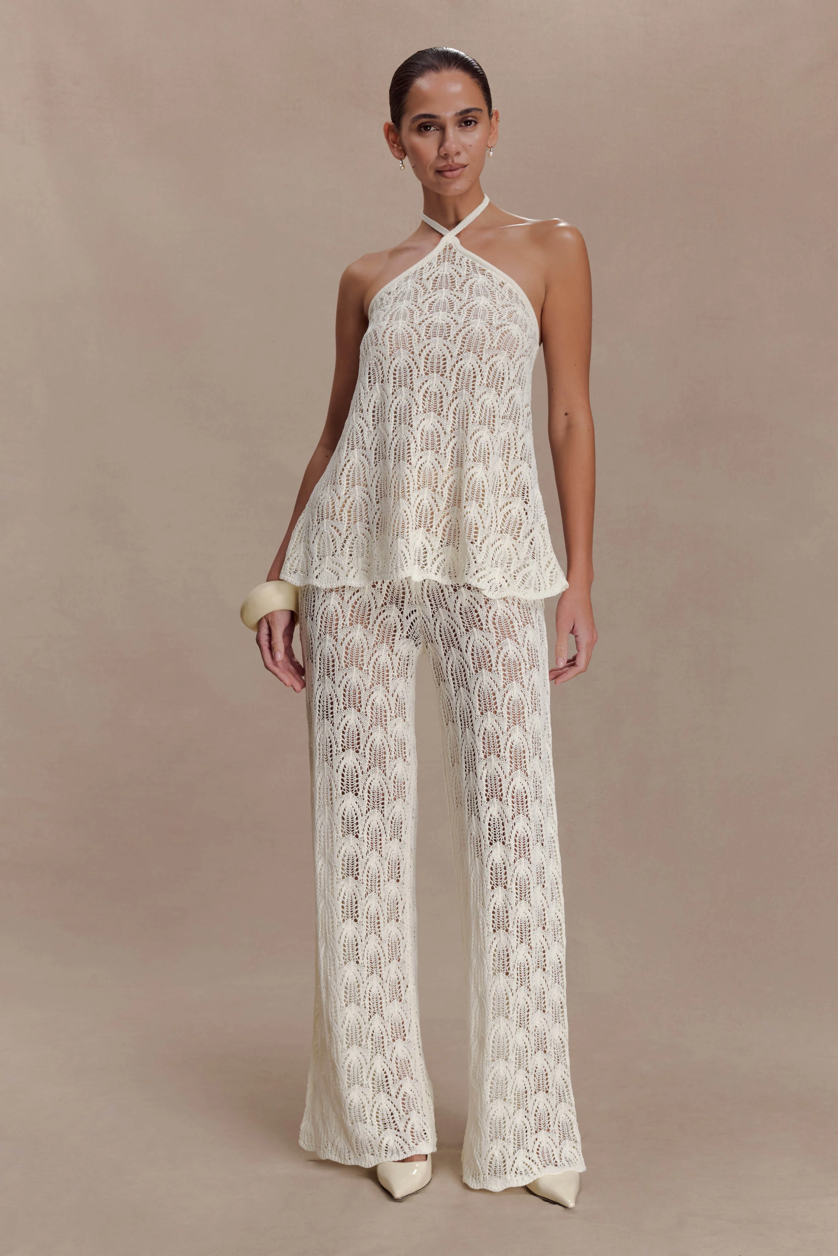 Corey Crochet Halter Neck Top - Ivory - Image 6