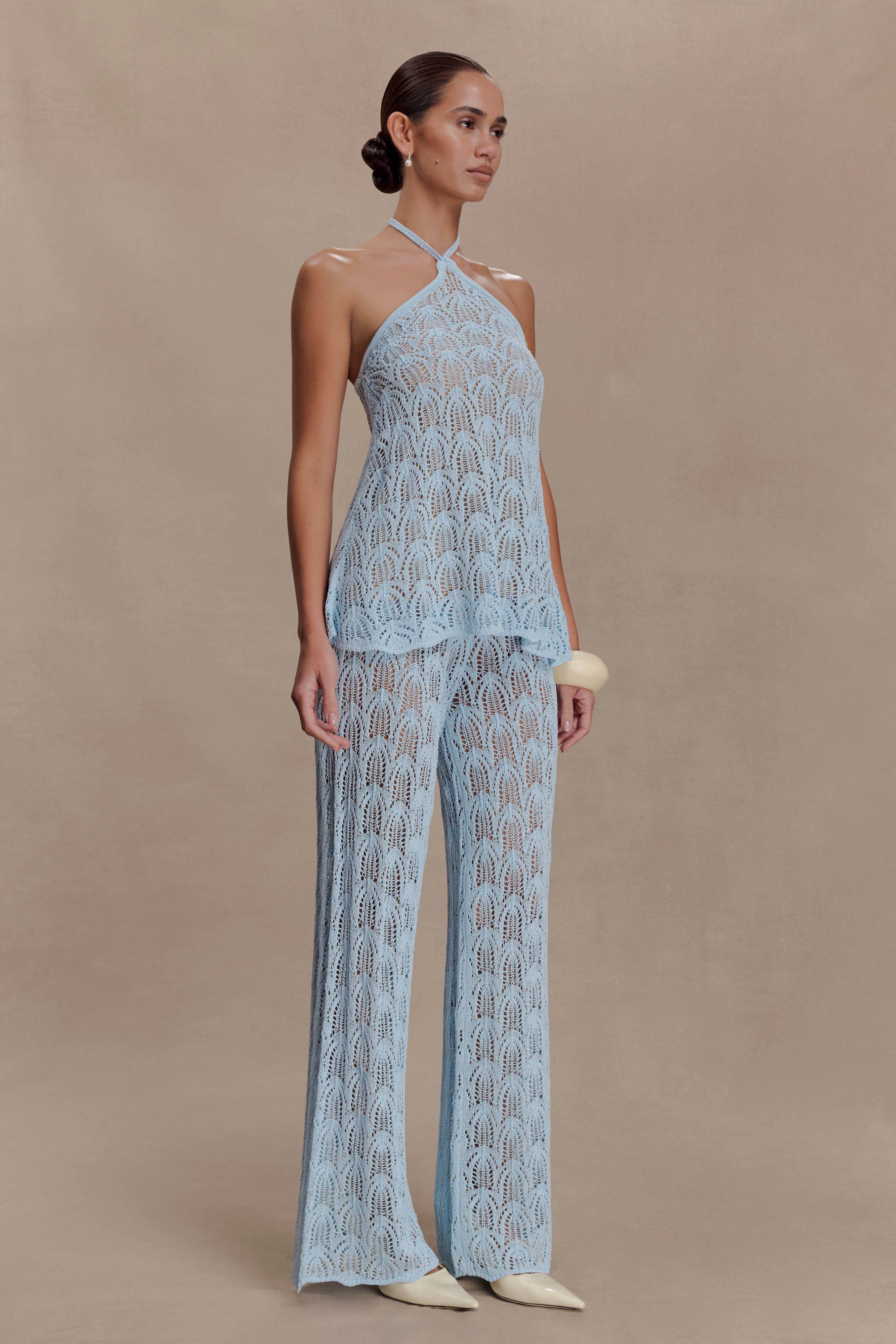 Corey Crochet Halter Neck Top - Light Blue - Image 4