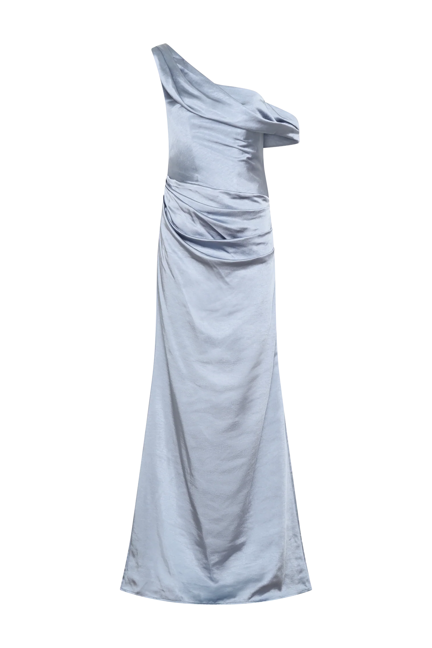 Dalia Off Shoulder Satin Maxi Dress - Frosted Blue - Image 11
