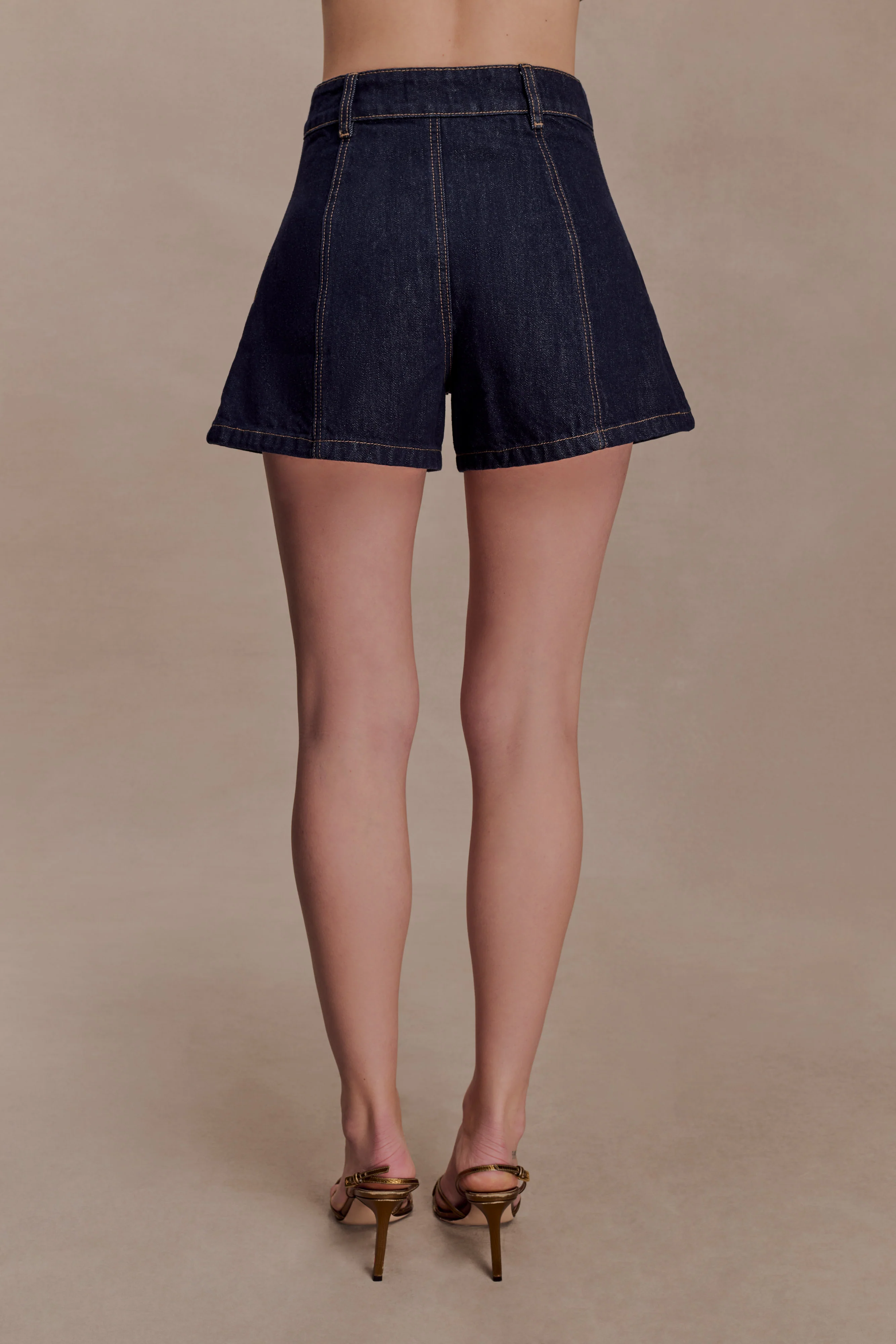 Demi High Waisted Denim Shorts - Washed Indigo Blue - Image 5