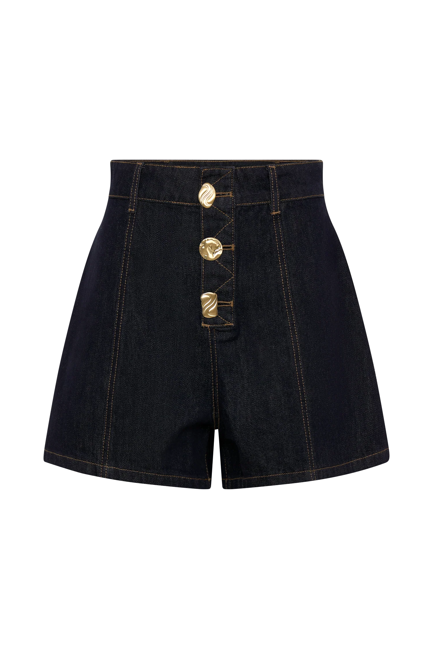 Demi High Waisted Denim Shorts - Washed Indigo Blue - Image 9
