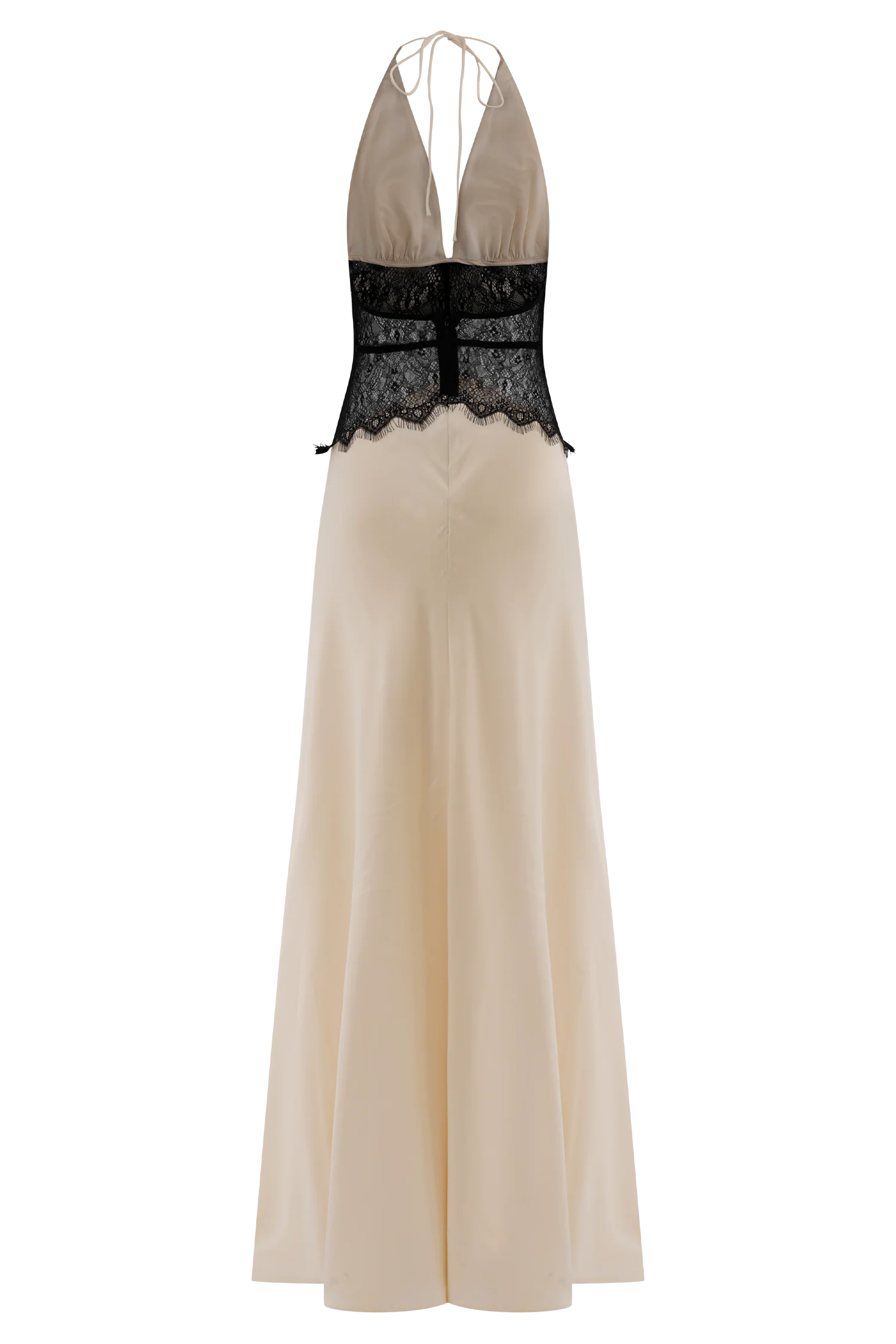 Dinah Lace And Satin Maxi Dress - Black/Ivory - Image 8