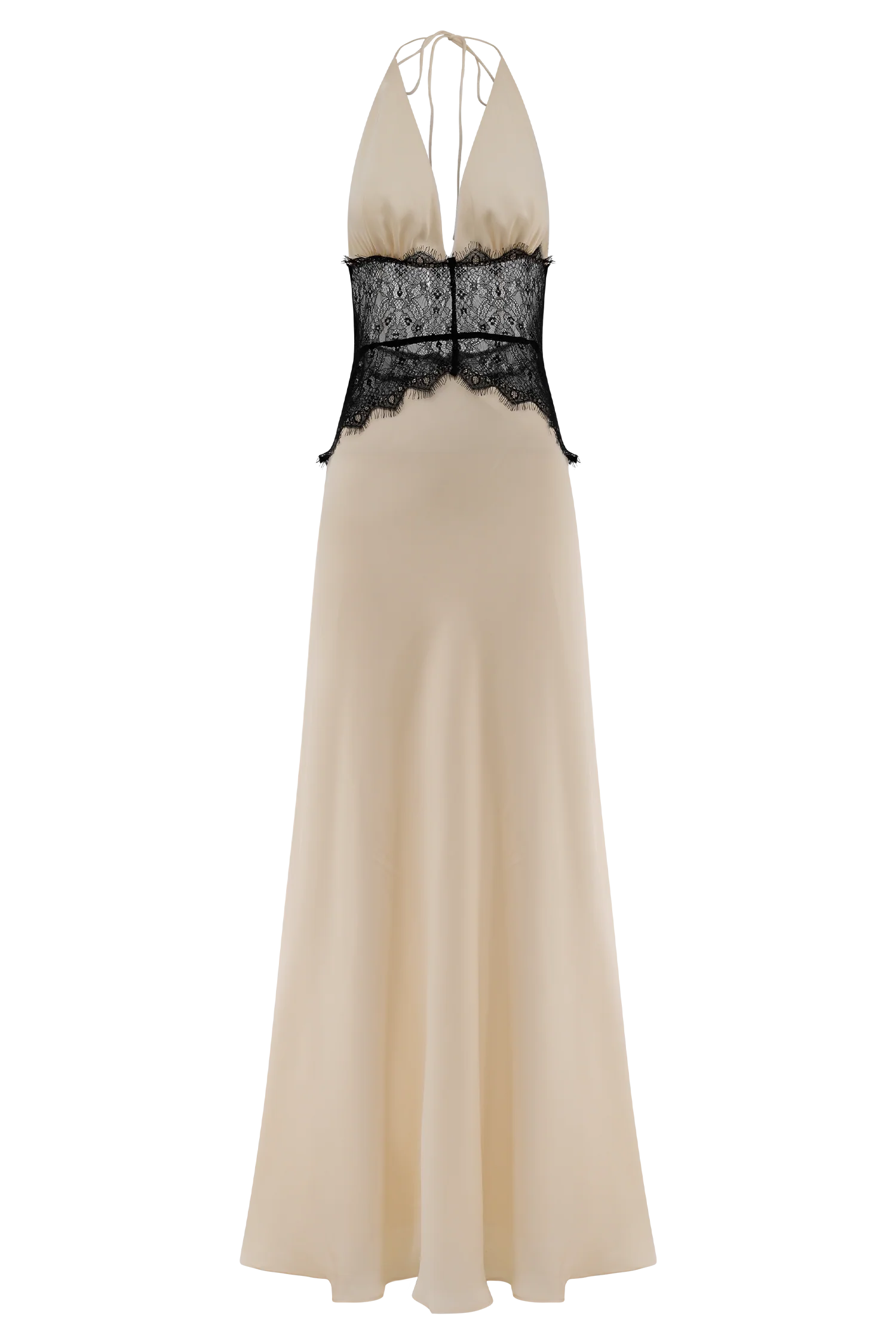 Dinah Lace And Satin Maxi Dress - Black/Ivory - Image 9