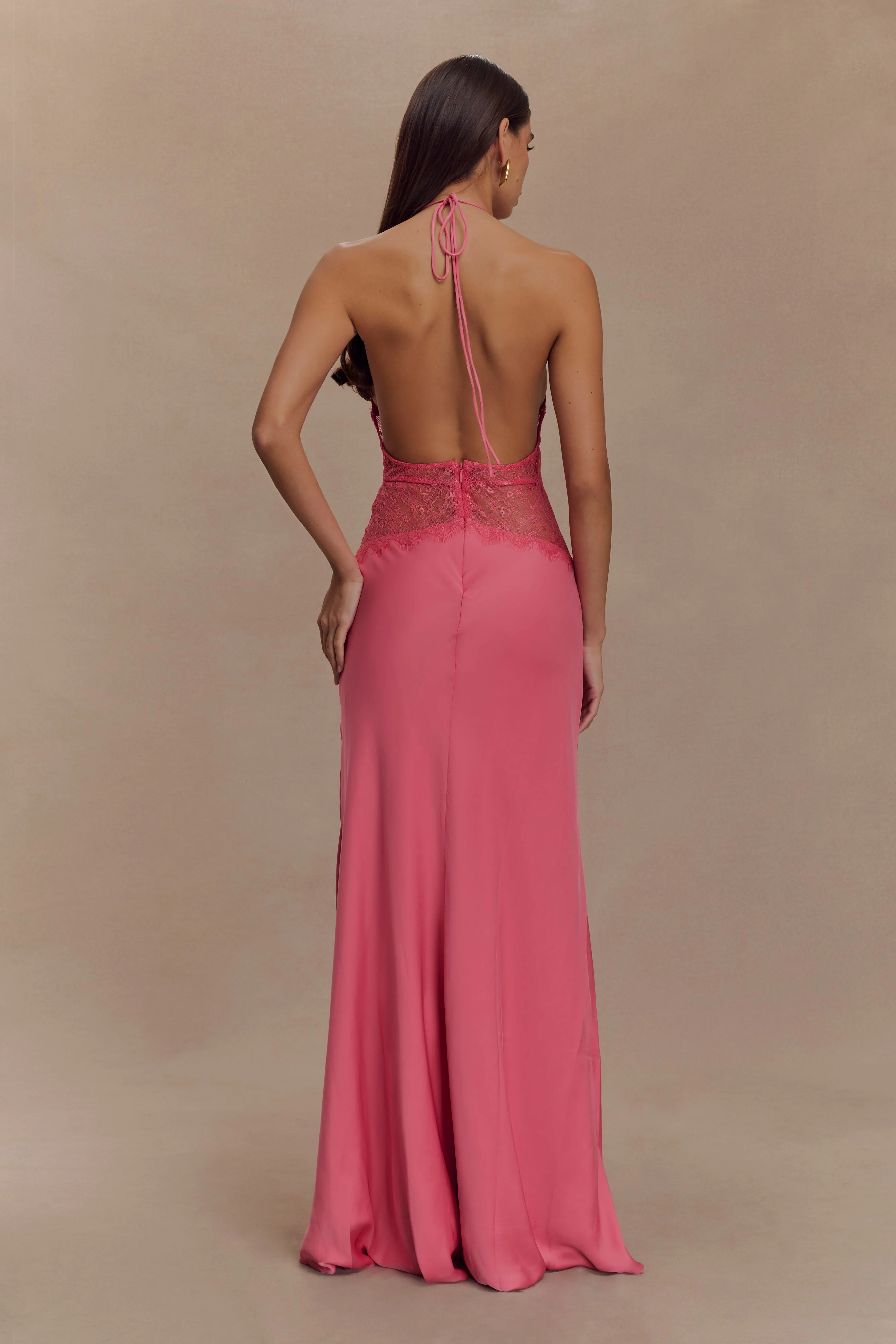 Dinah Lace And Satin Maxi Dress - Blush Rose - Image 5