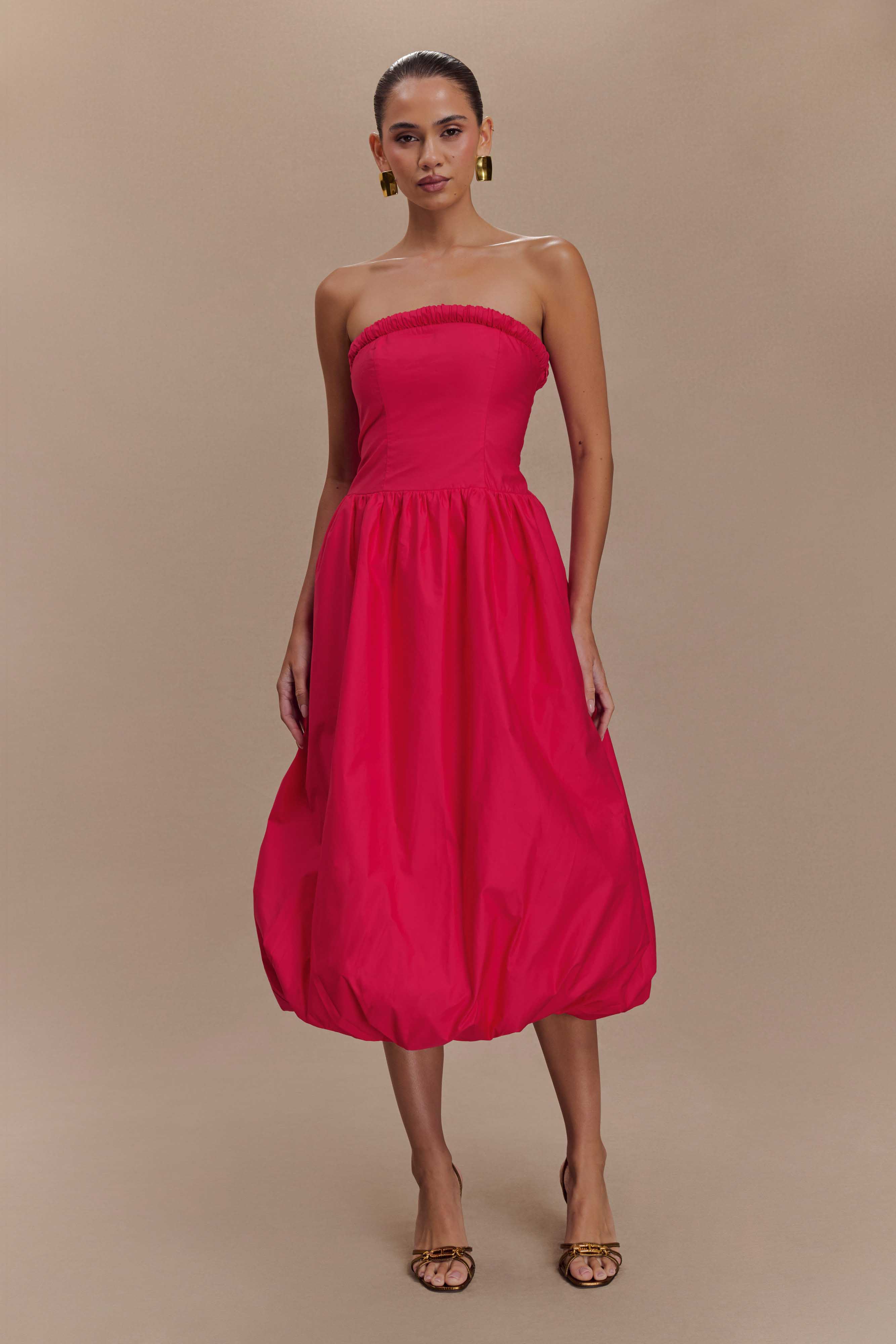 Dulce Puff Midi Dress - Raspberry - Image 5