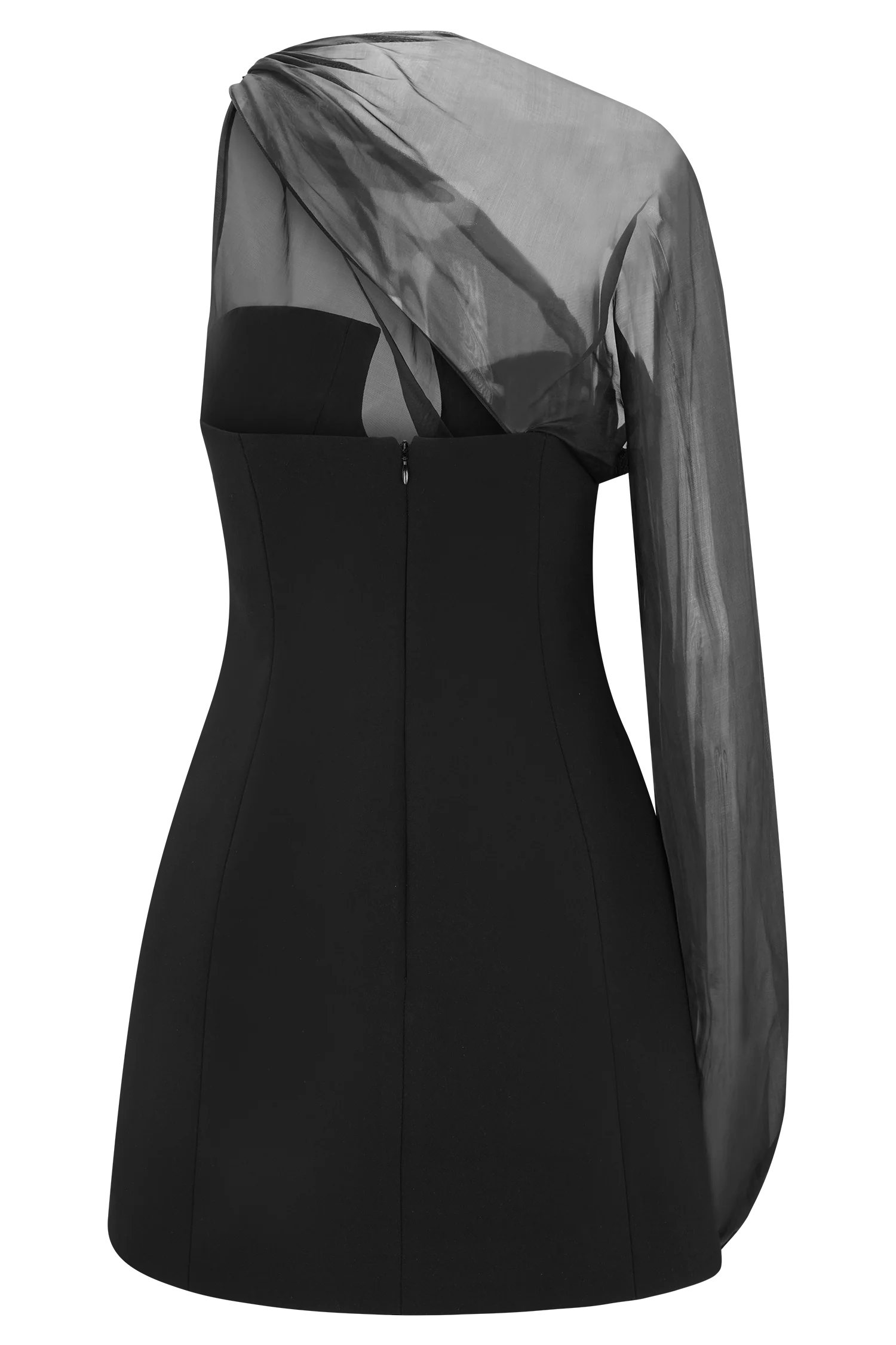 Effie Organza One Sleeve Mini Dress - Black - Image 8