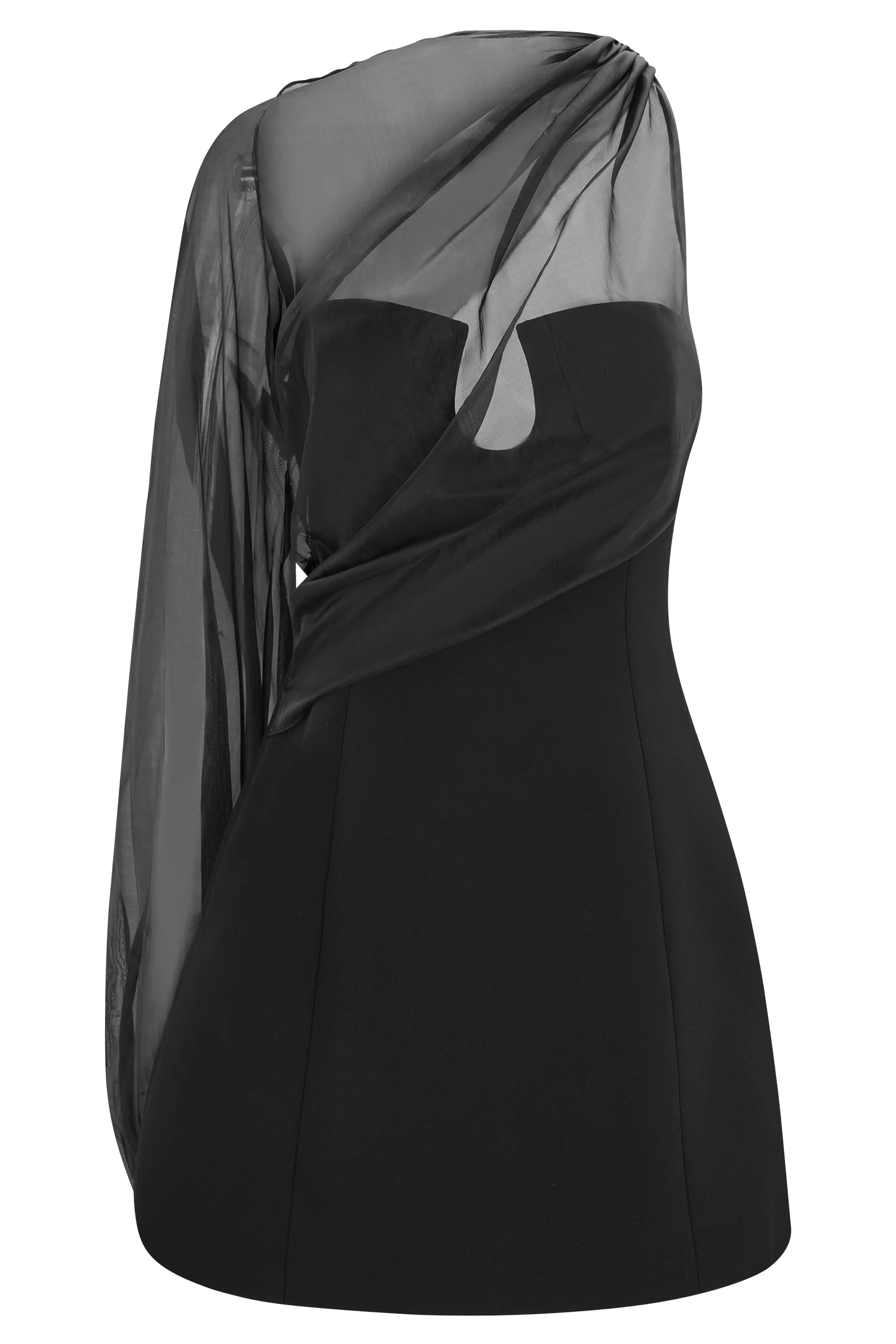 Effie Organza One Sleeve Mini Dress - Black - Image 9