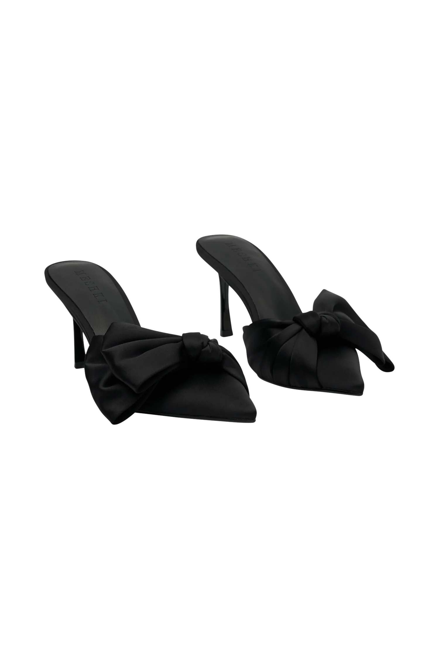 Elena Pointed Satin Bow Heel - Black - Image 8