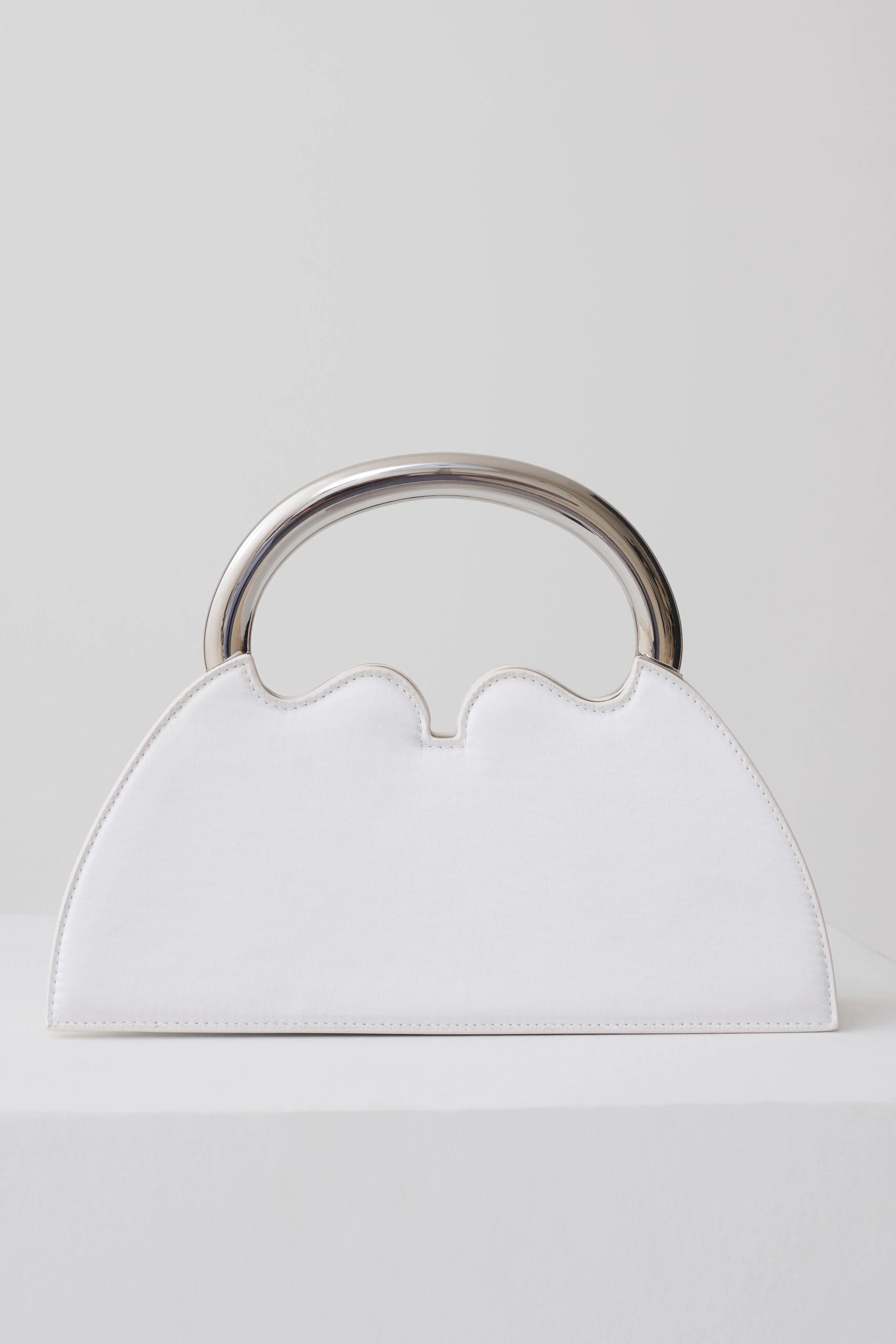 Elianne Satin Frame Clutch Bag - White - Image 2