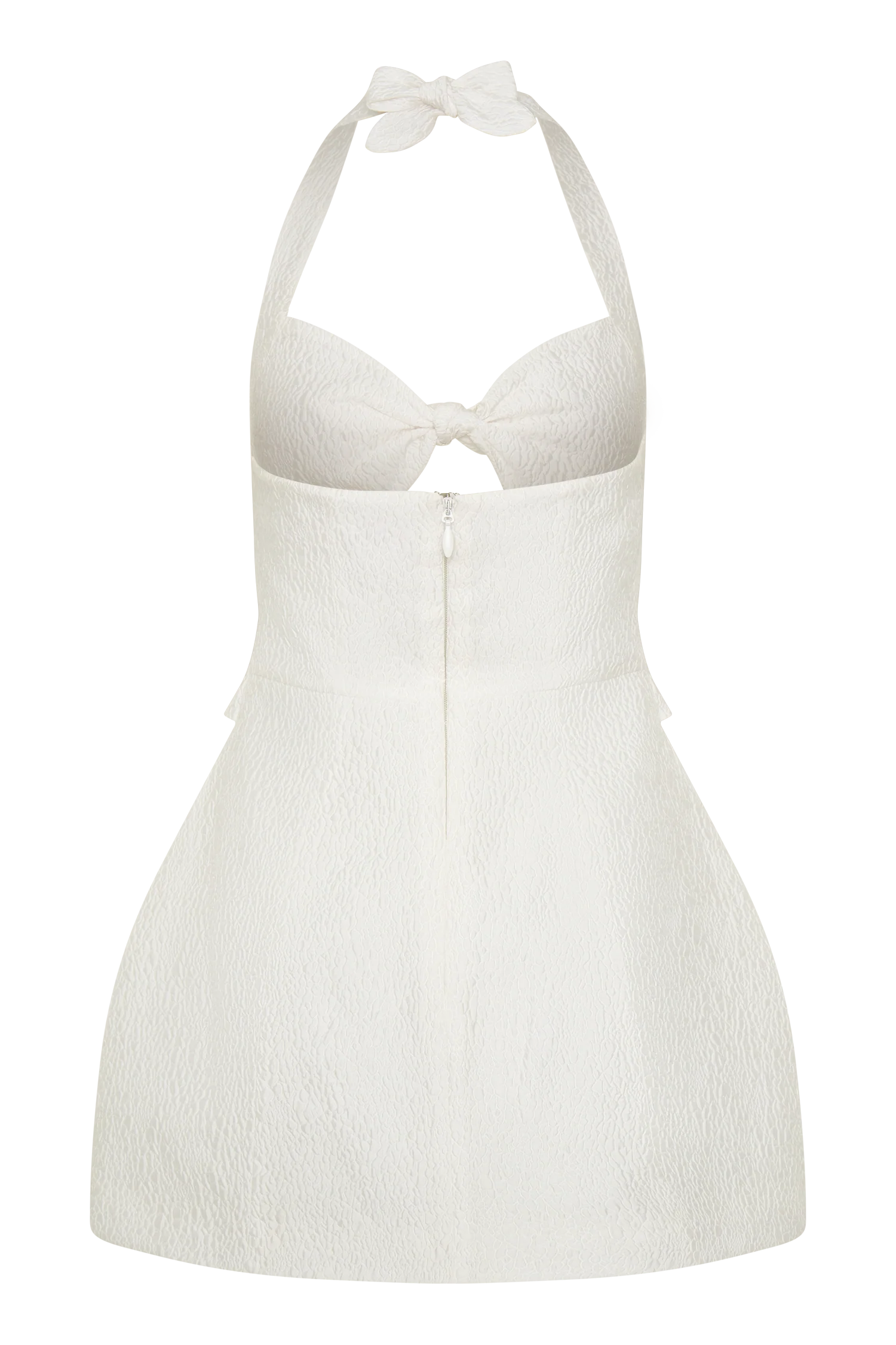 Ella Bow Detail Halter Mini Dress - White - Image 8