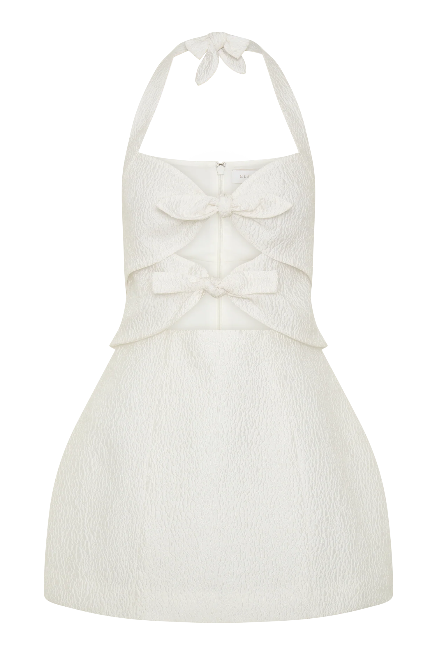 Ella Bow Detail Halter Mini Dress - White - Image 9