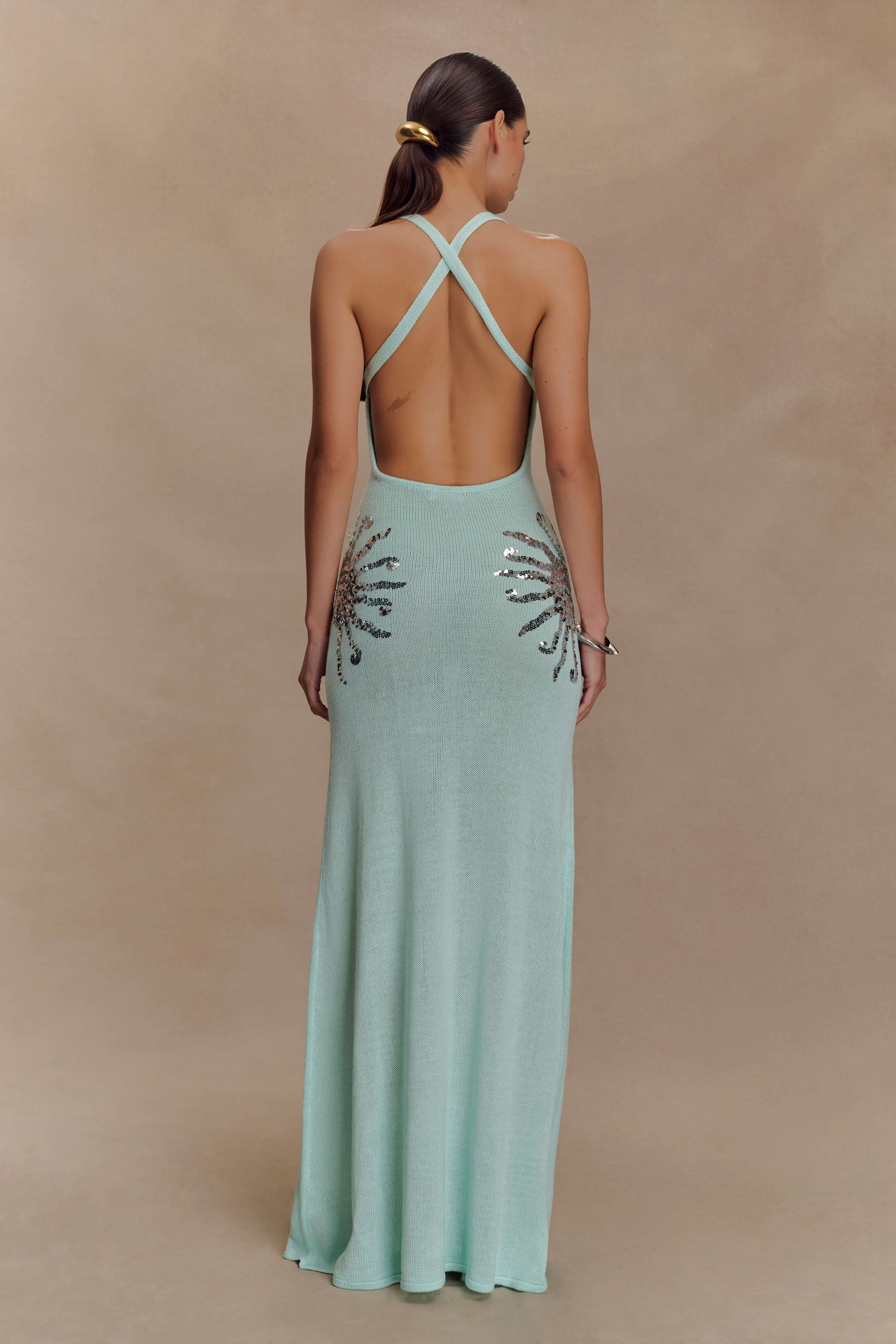 Ellington Knit Maxi Dress With Sequin - Lagoon - Image 4