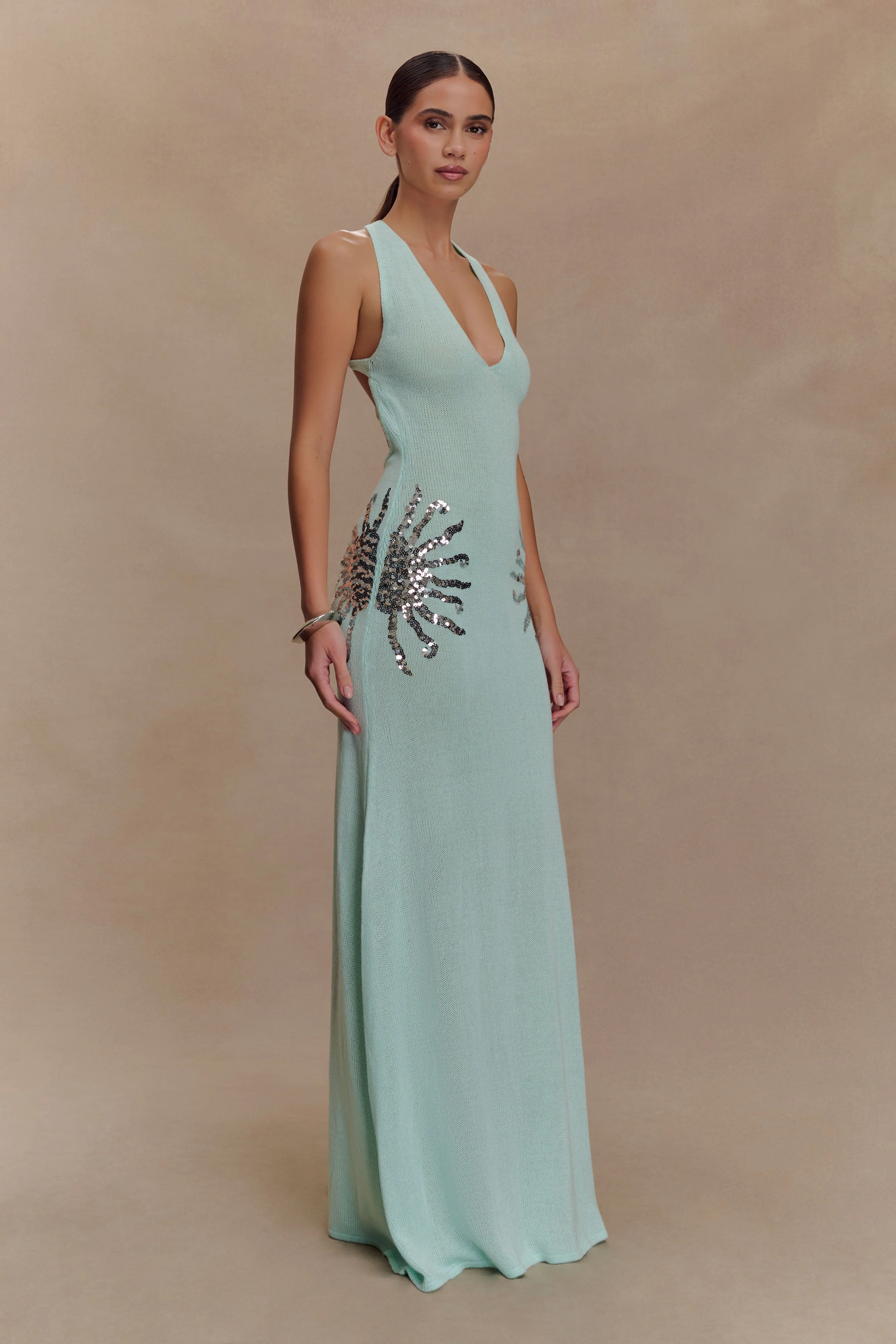 Ellington Knit Maxi Dress With Sequin - Lagoon - Image 5