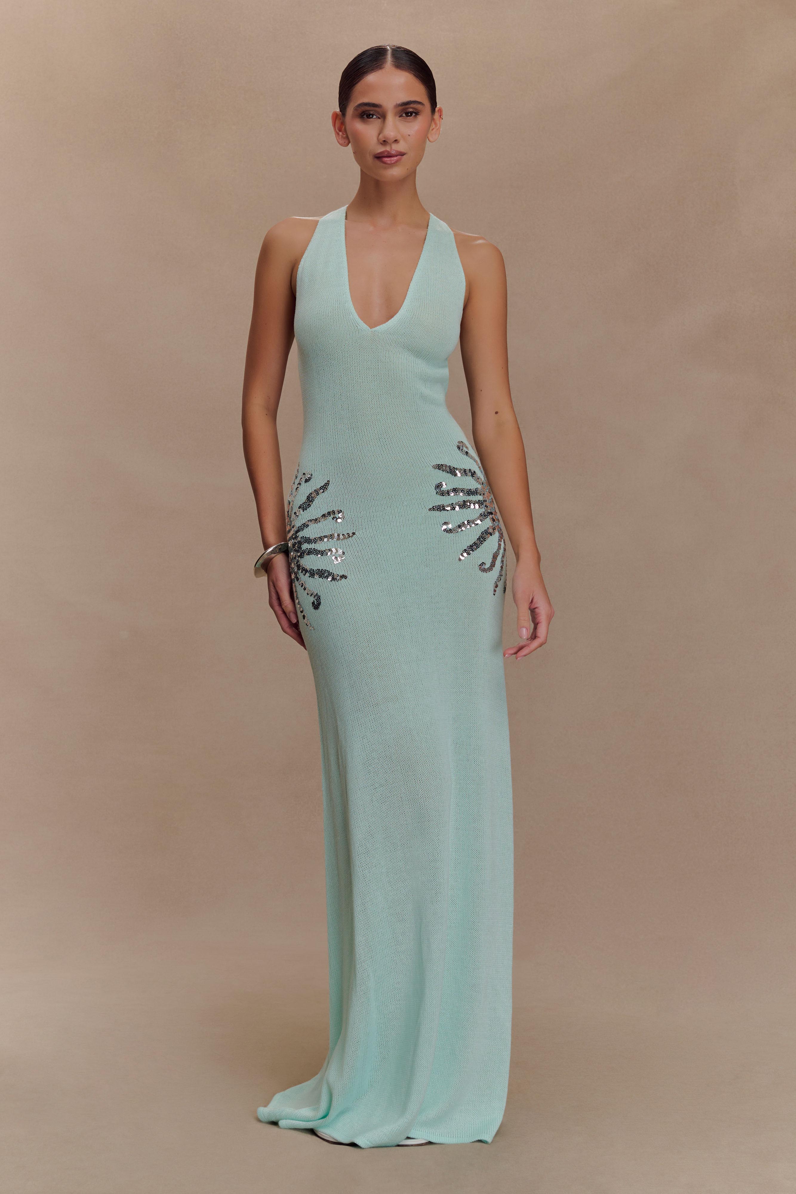 Ellington Knit Maxi Dress With Sequin - Lagoon - Image 6