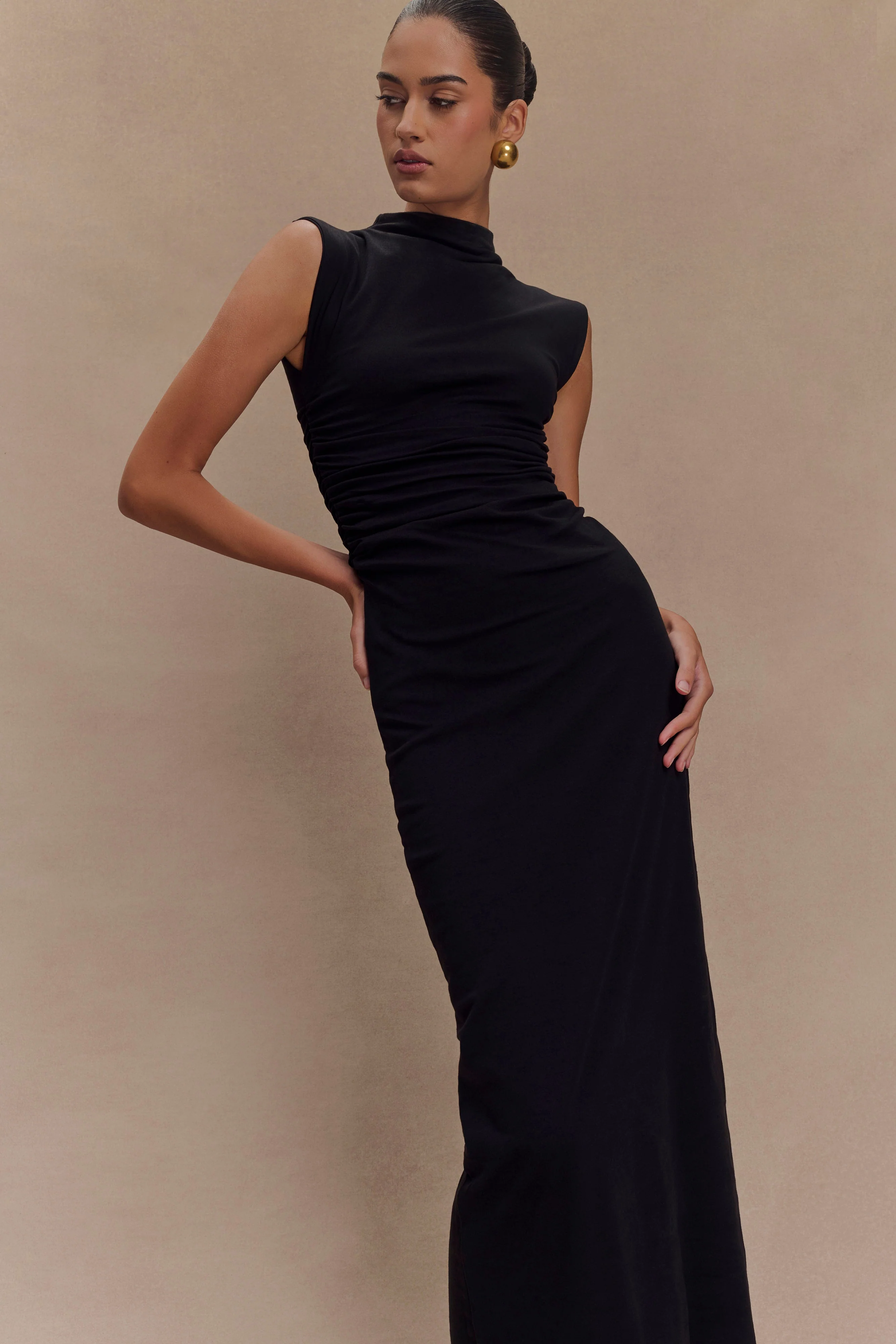 Elliot High Neck Sleeveless Maxi Dress - Black - Image 4